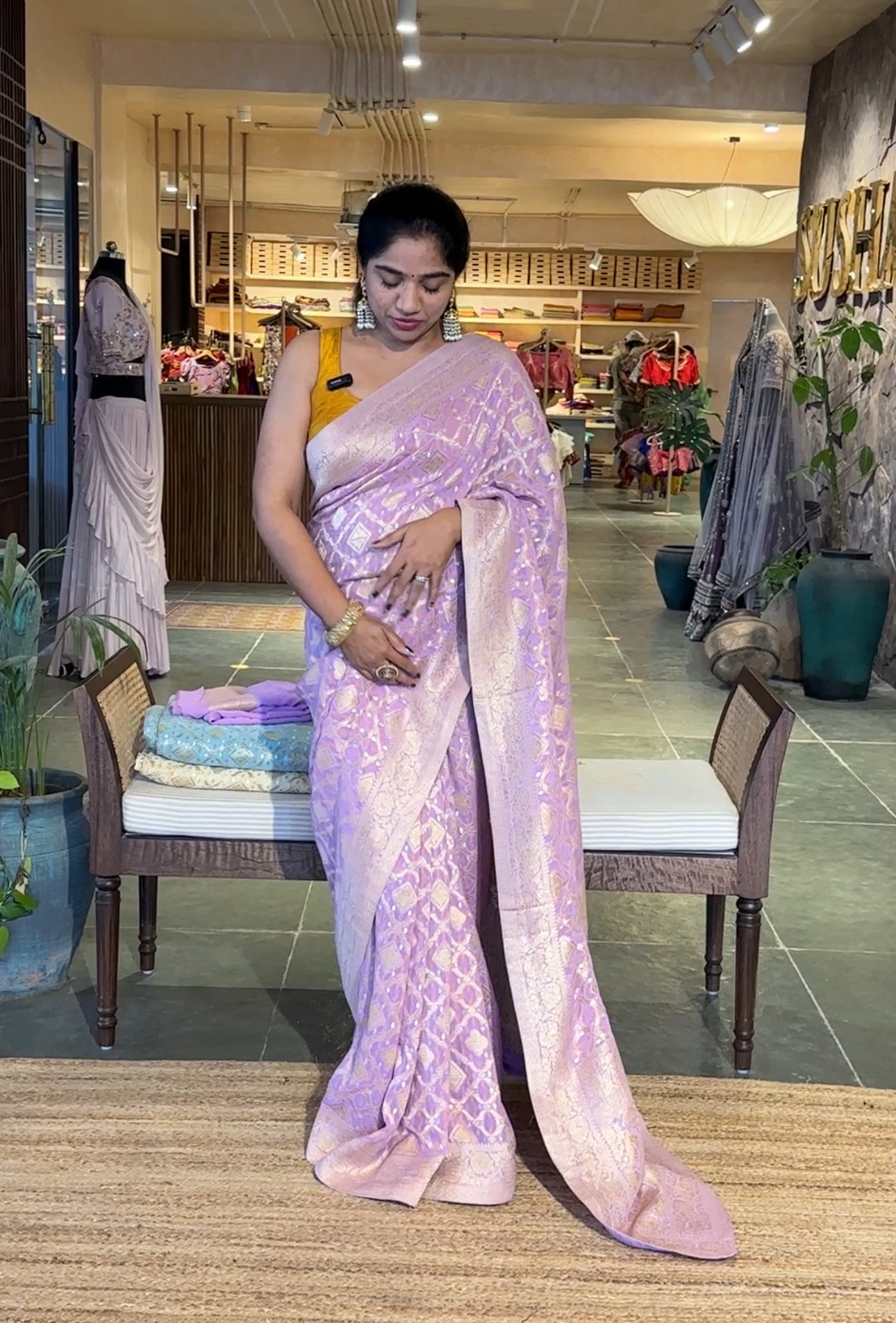 Lilac Banarasi Bandhini Gorgette