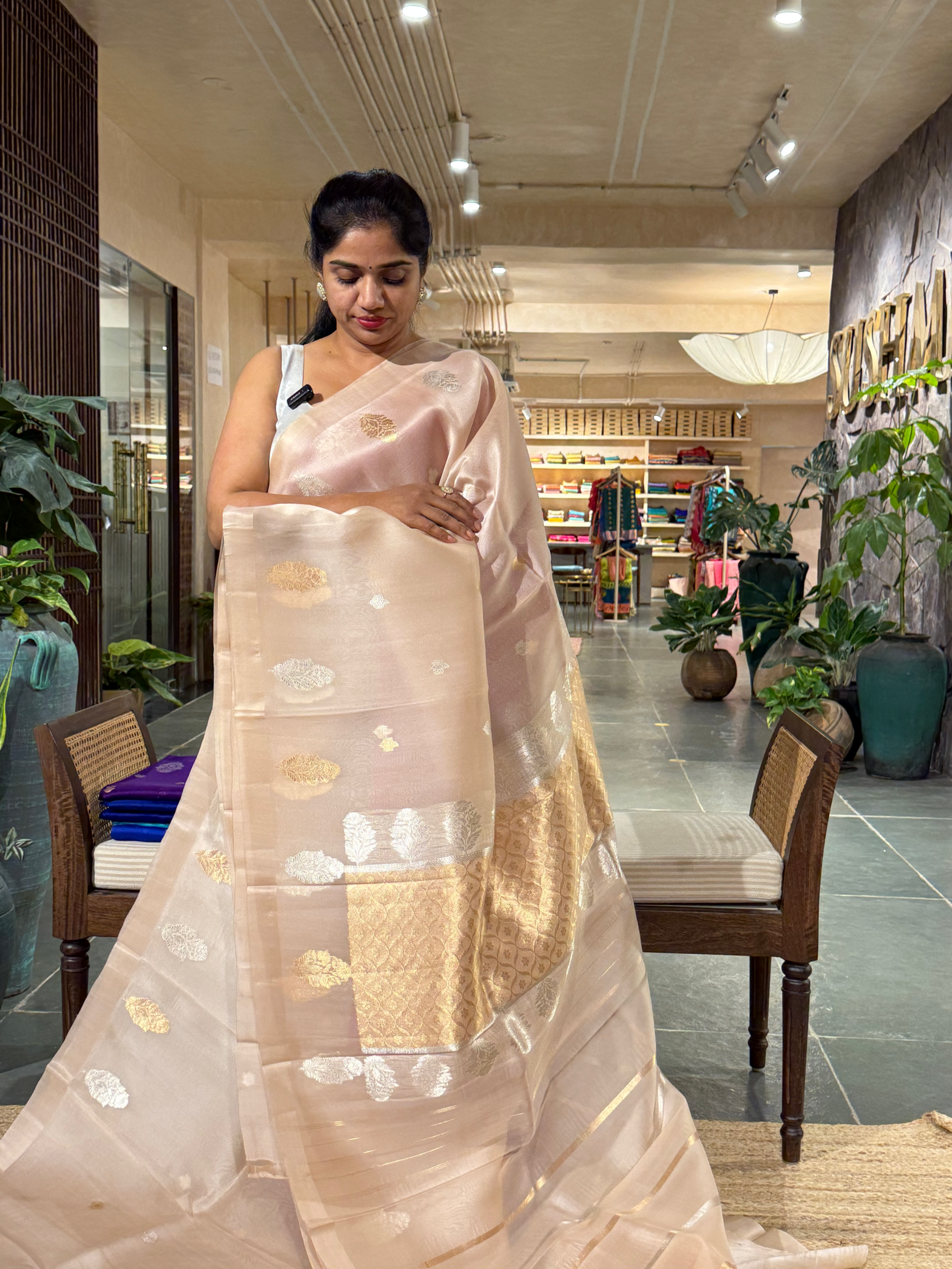 Beige Kora Banarasi Handloom Silk Saree with Sona Rupa Kaduwa Weaving