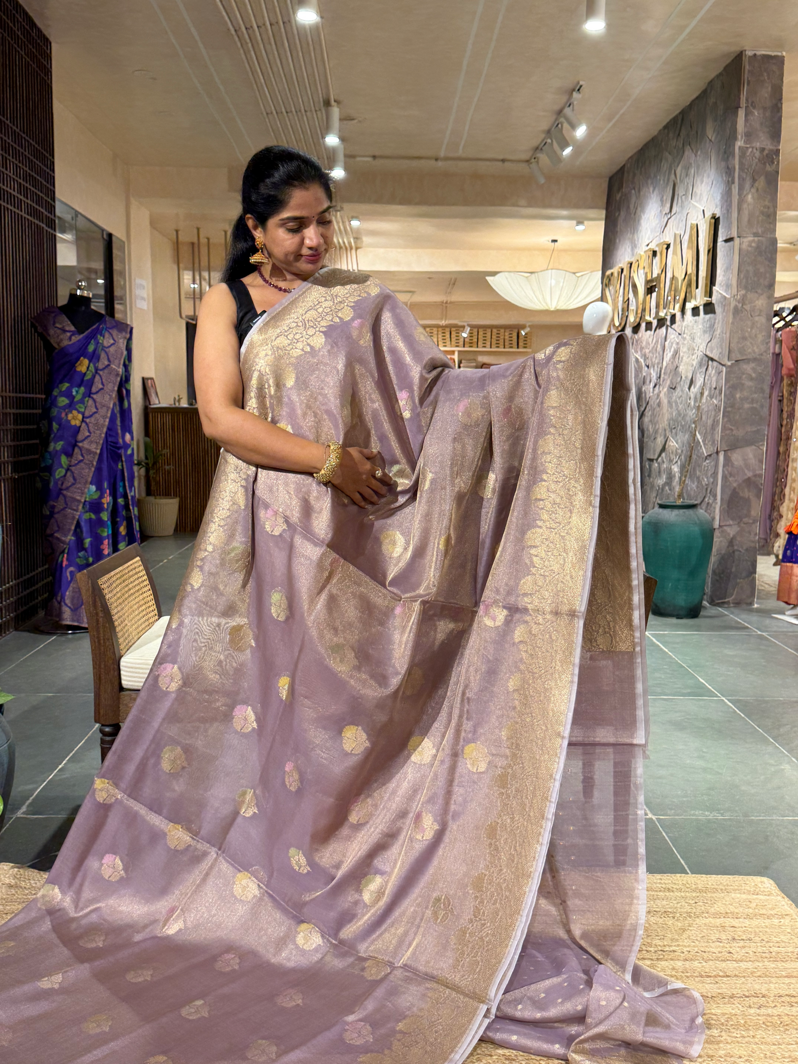 Mauve  Banarasi Tissue   Silk Saree