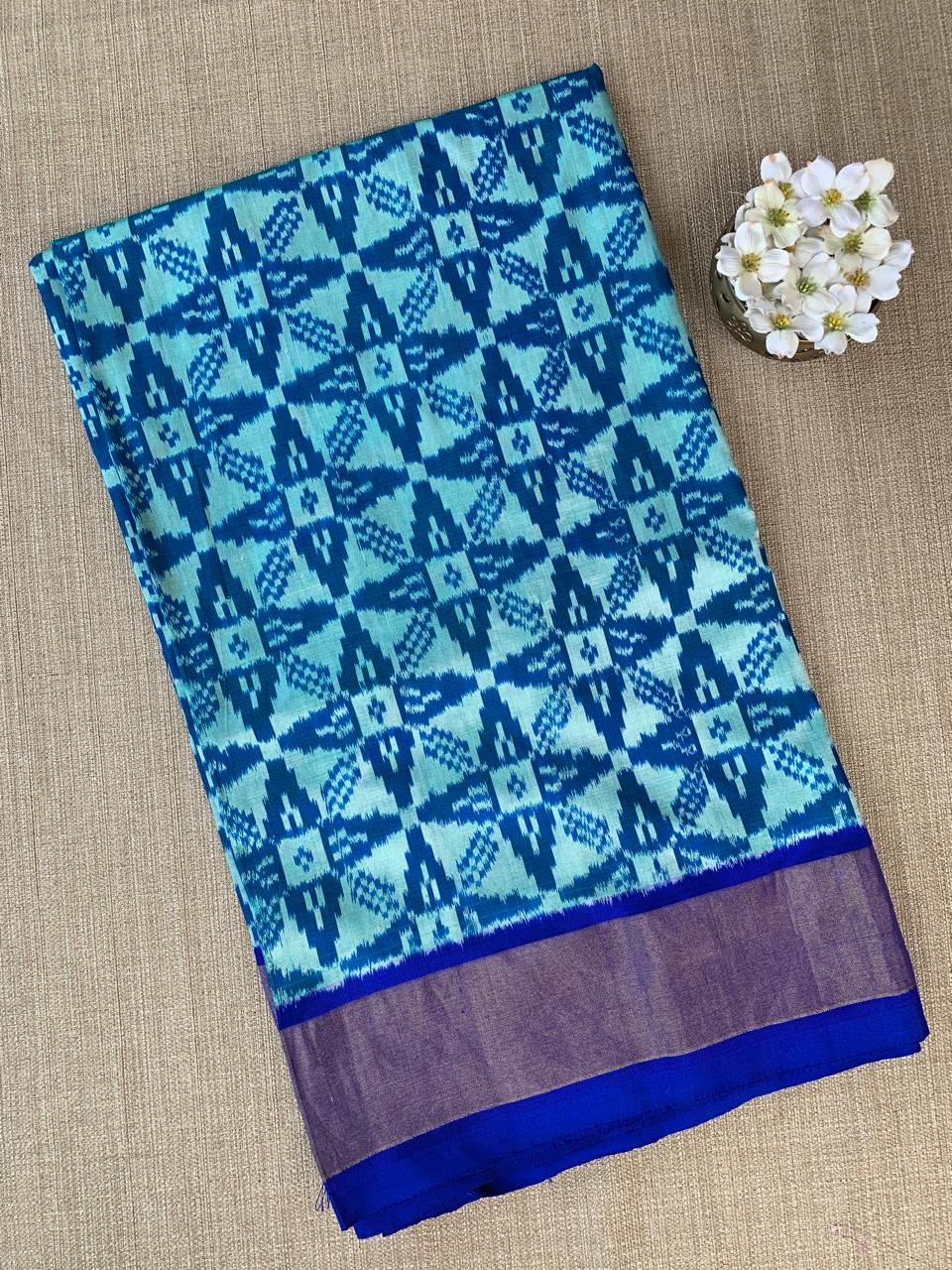 Pure Handloom Twill Ikkath Patola Saree With Handwork Blouse