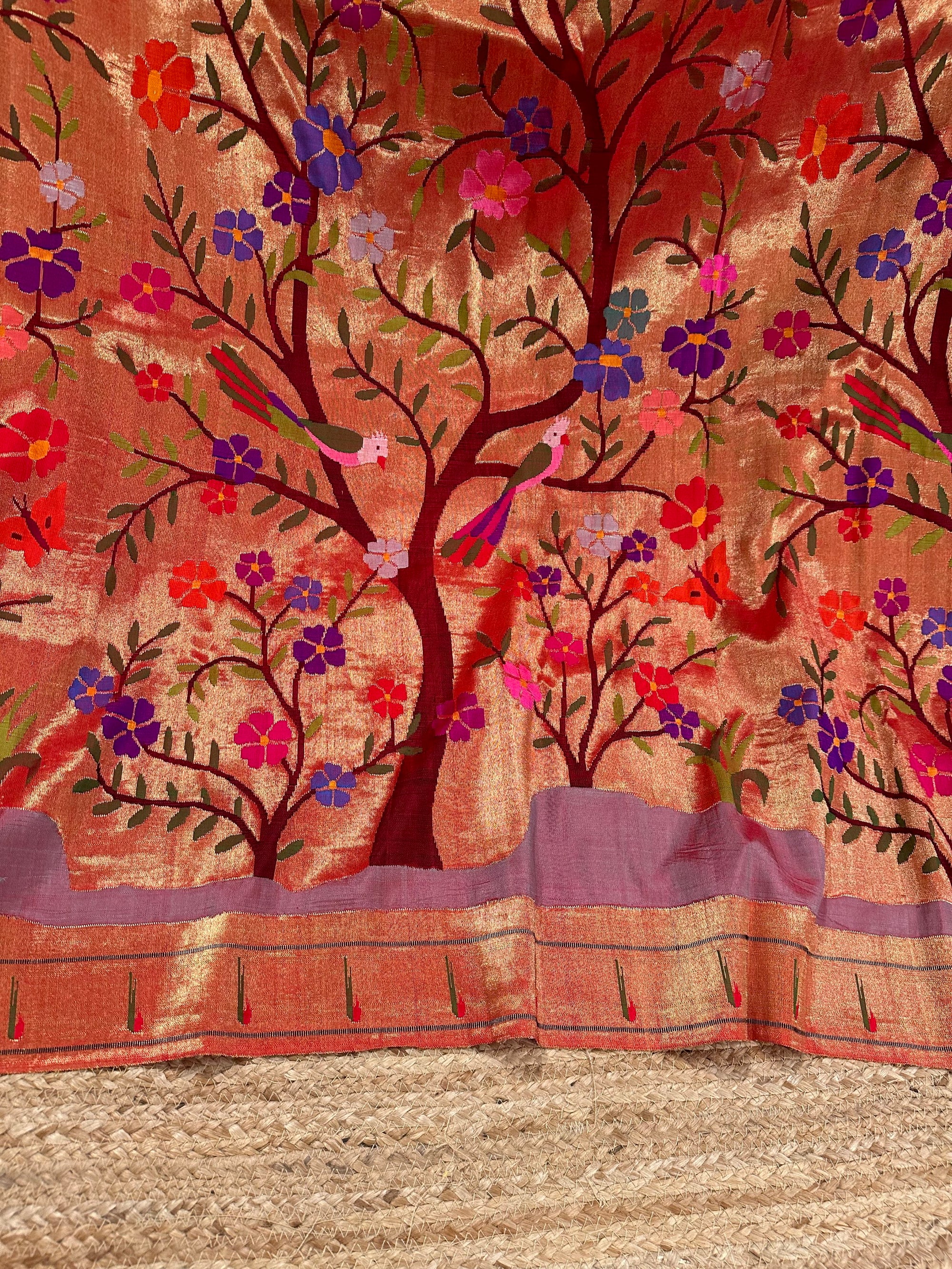 Red Tissue Allover Pure Handloom Paithani Saree