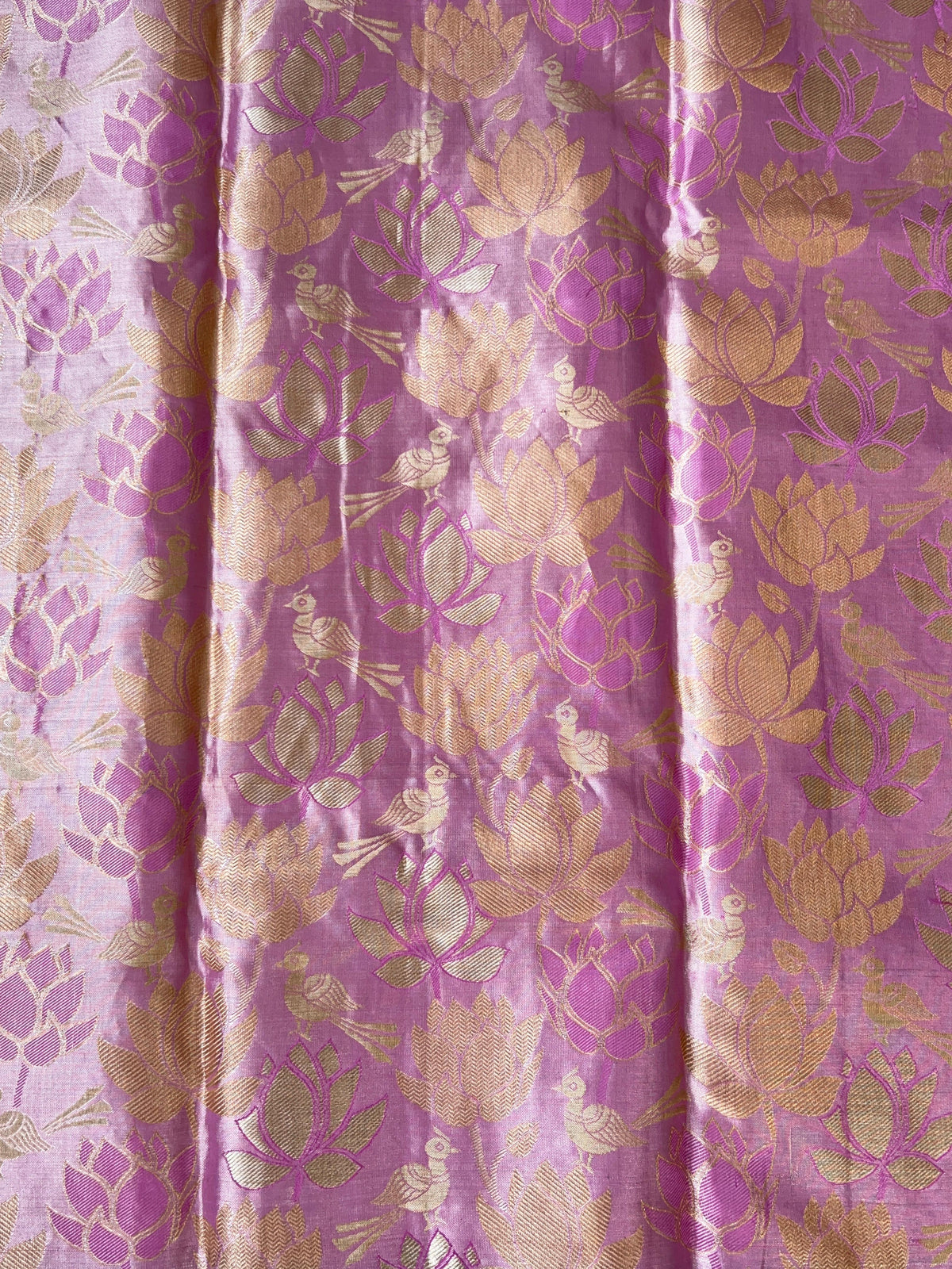 Lotus Pink & Peacock Blue Combo Pure Kanchi Tissue allover Brocade Saree