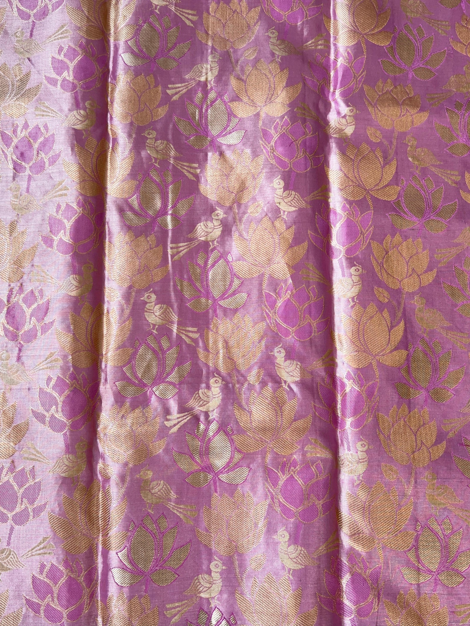 Lotus Pink & Peacock Blue Combo Pure Kanchi Tissue allover Brocade Saree