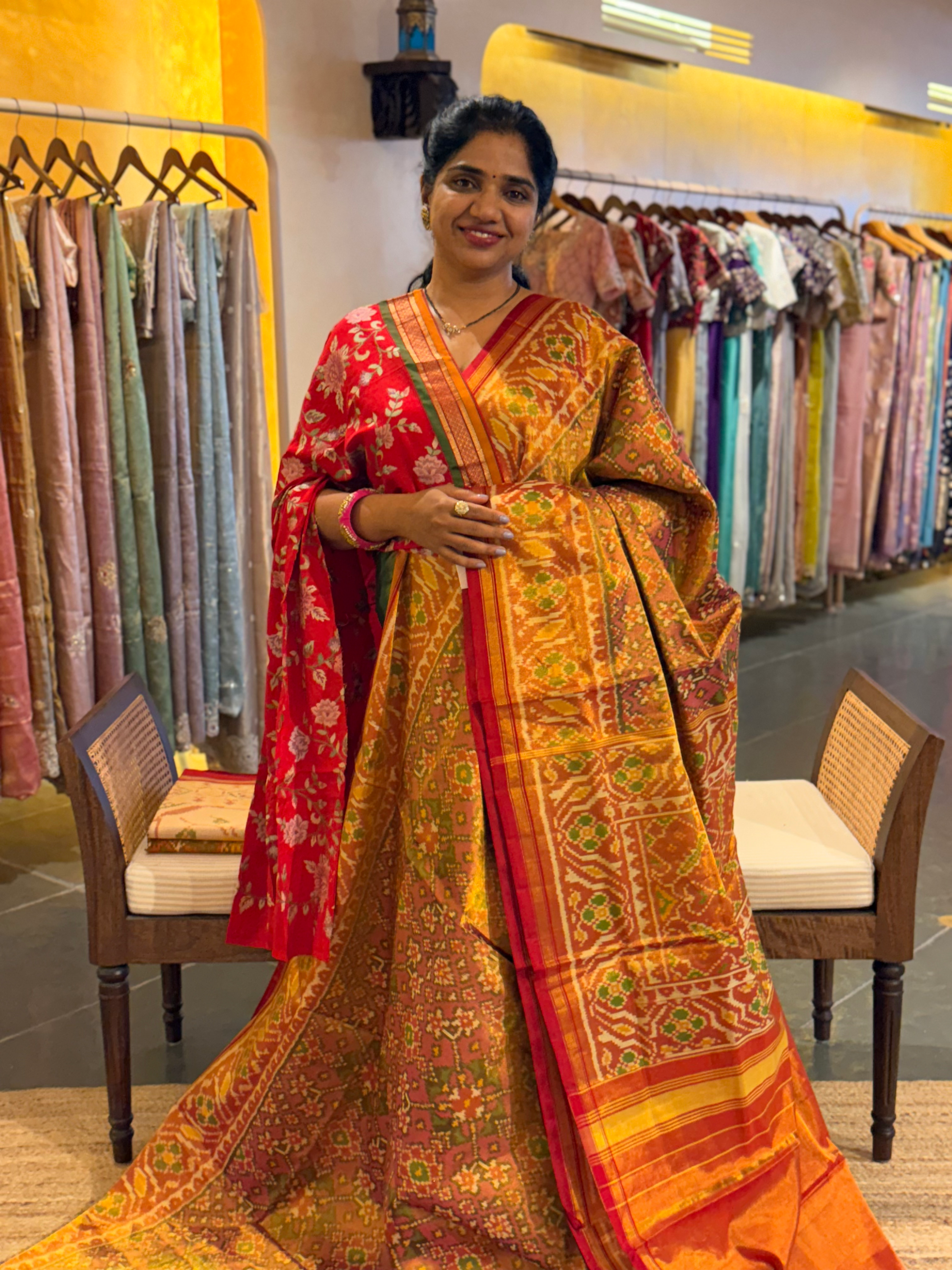 Twill Weave  Patan Patola Tissue Saree