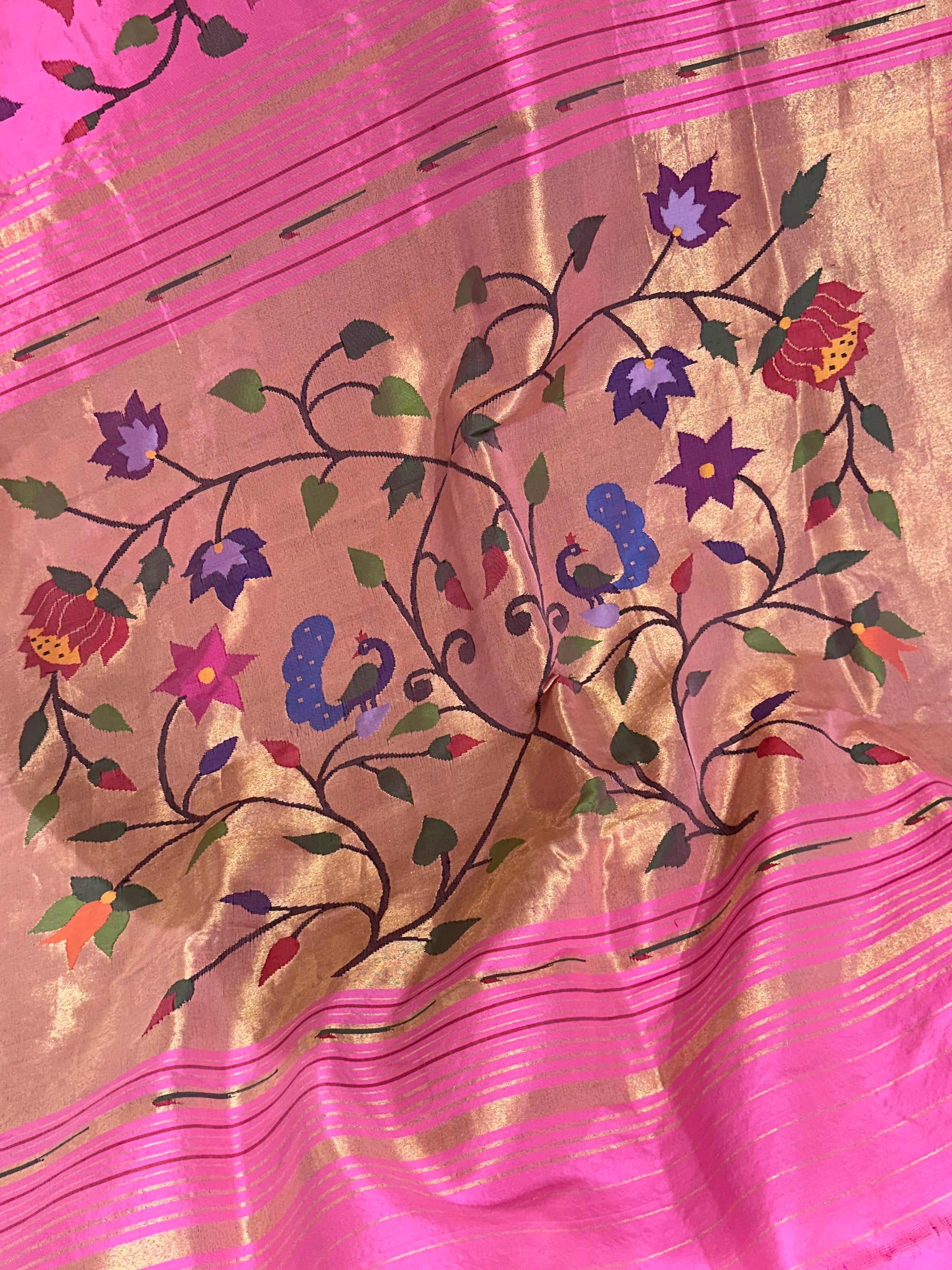 Lotus Pink Allover Pure Handloom Paithani Saree