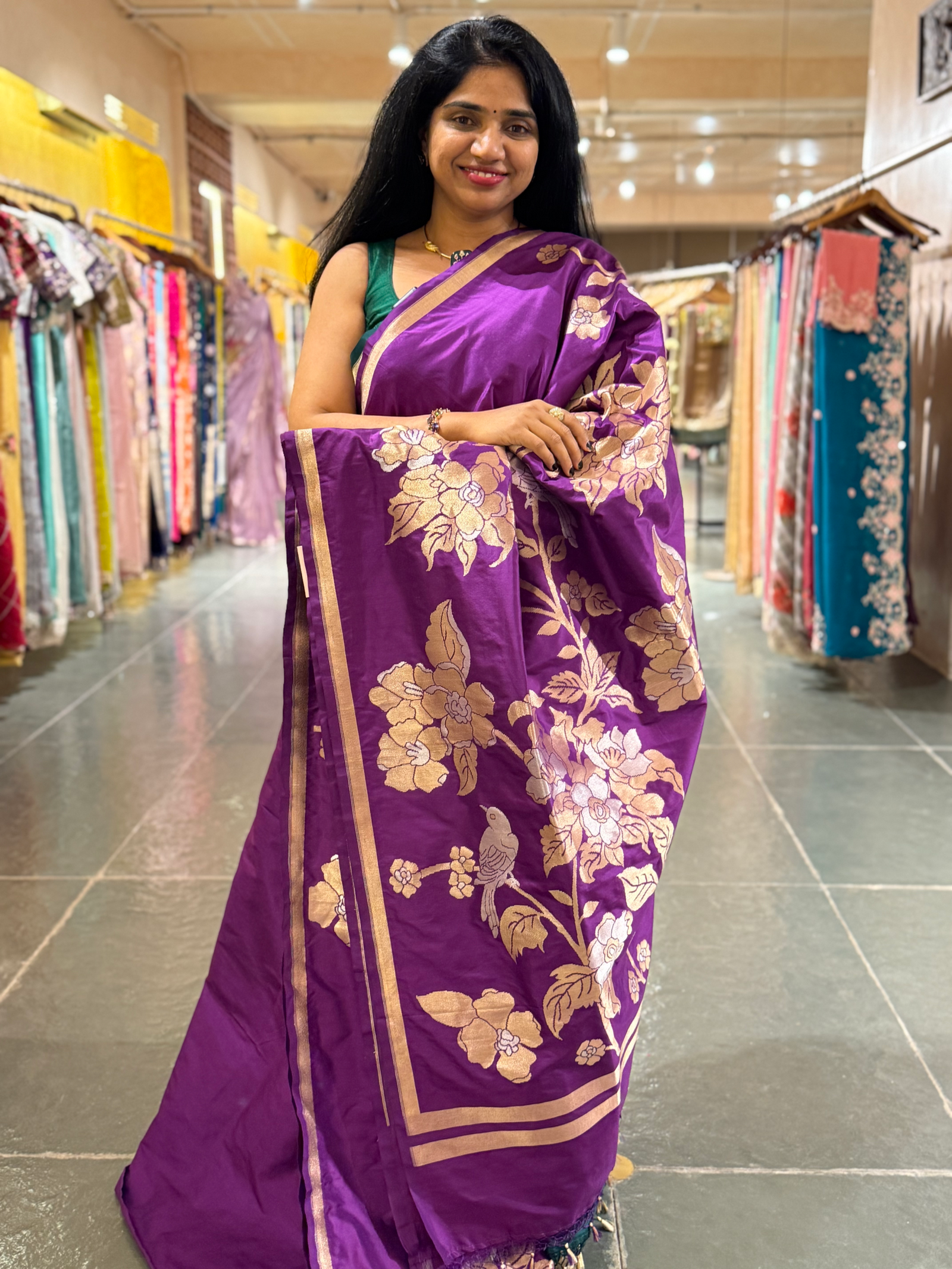 Majenta Designer Banarasi Silk Saree