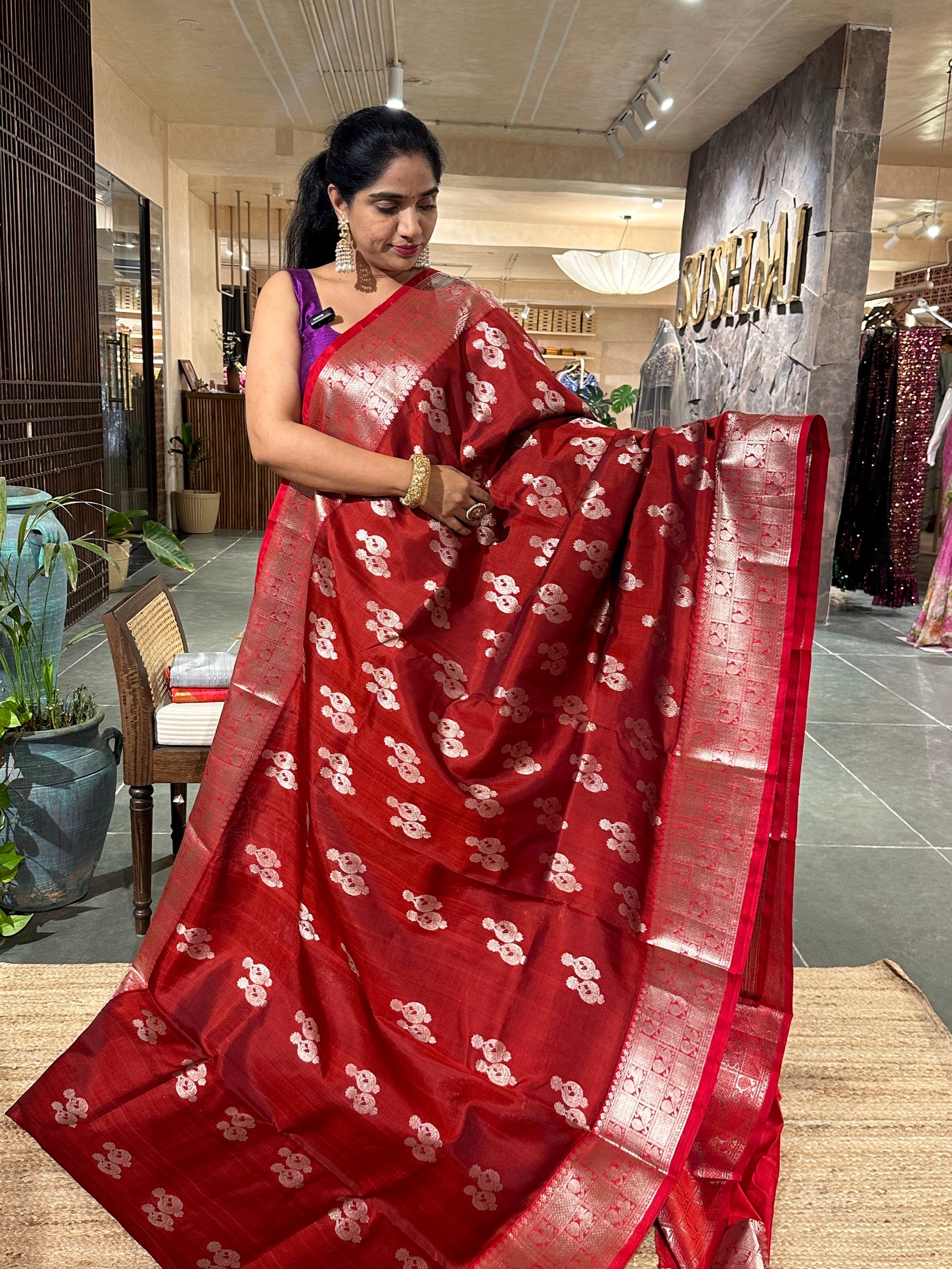 Meroon Venkatagiri Handloom Pure Silk Saree
