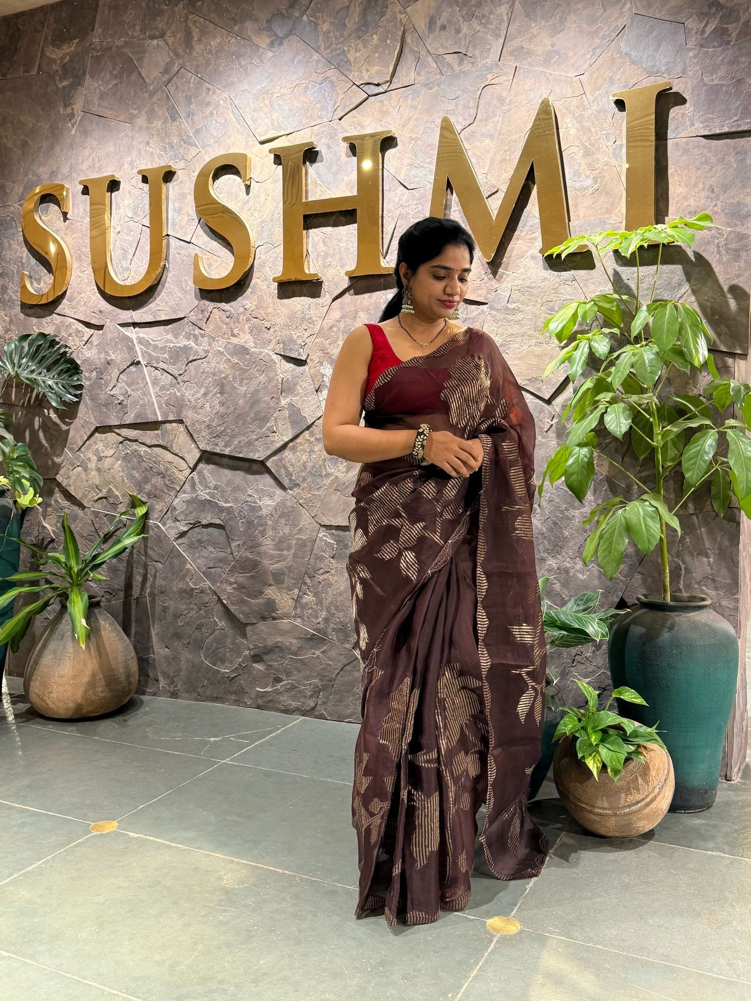 Pure Organza Silk Saree with Kora Tissue stripes