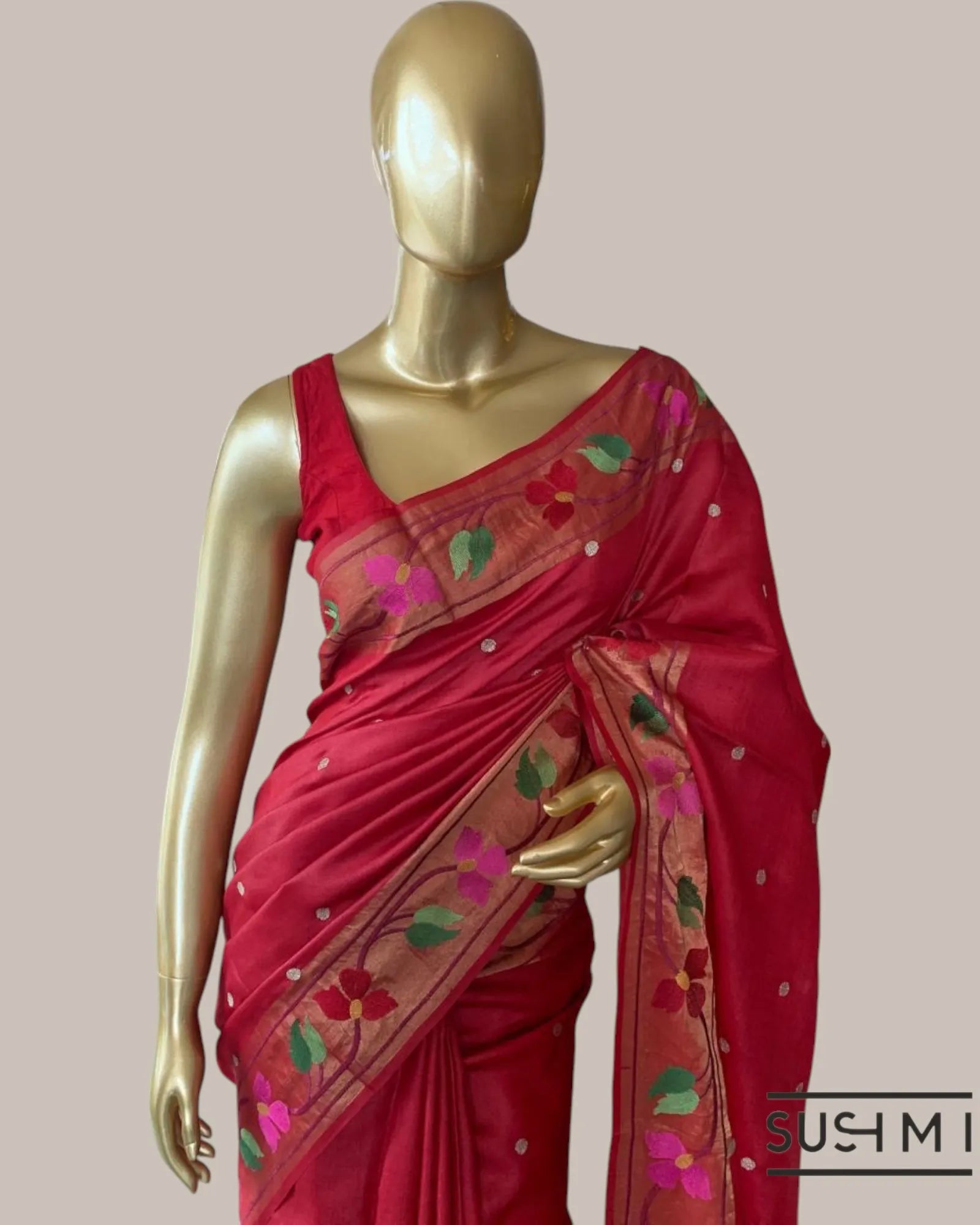 REd tussar silk