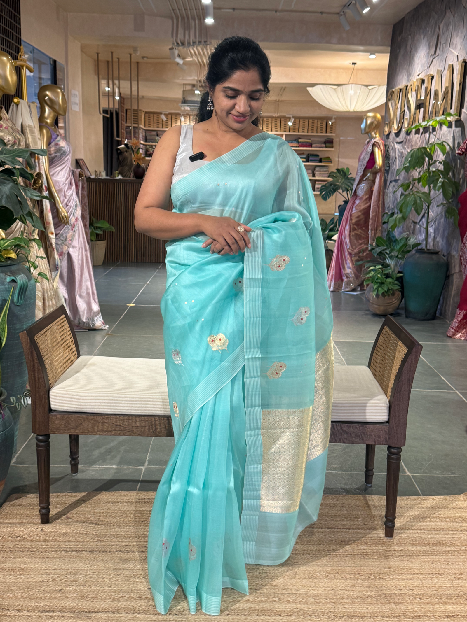 SeaBlue Kora Banarasi Saree with kaduwa woven sona rupa motifs