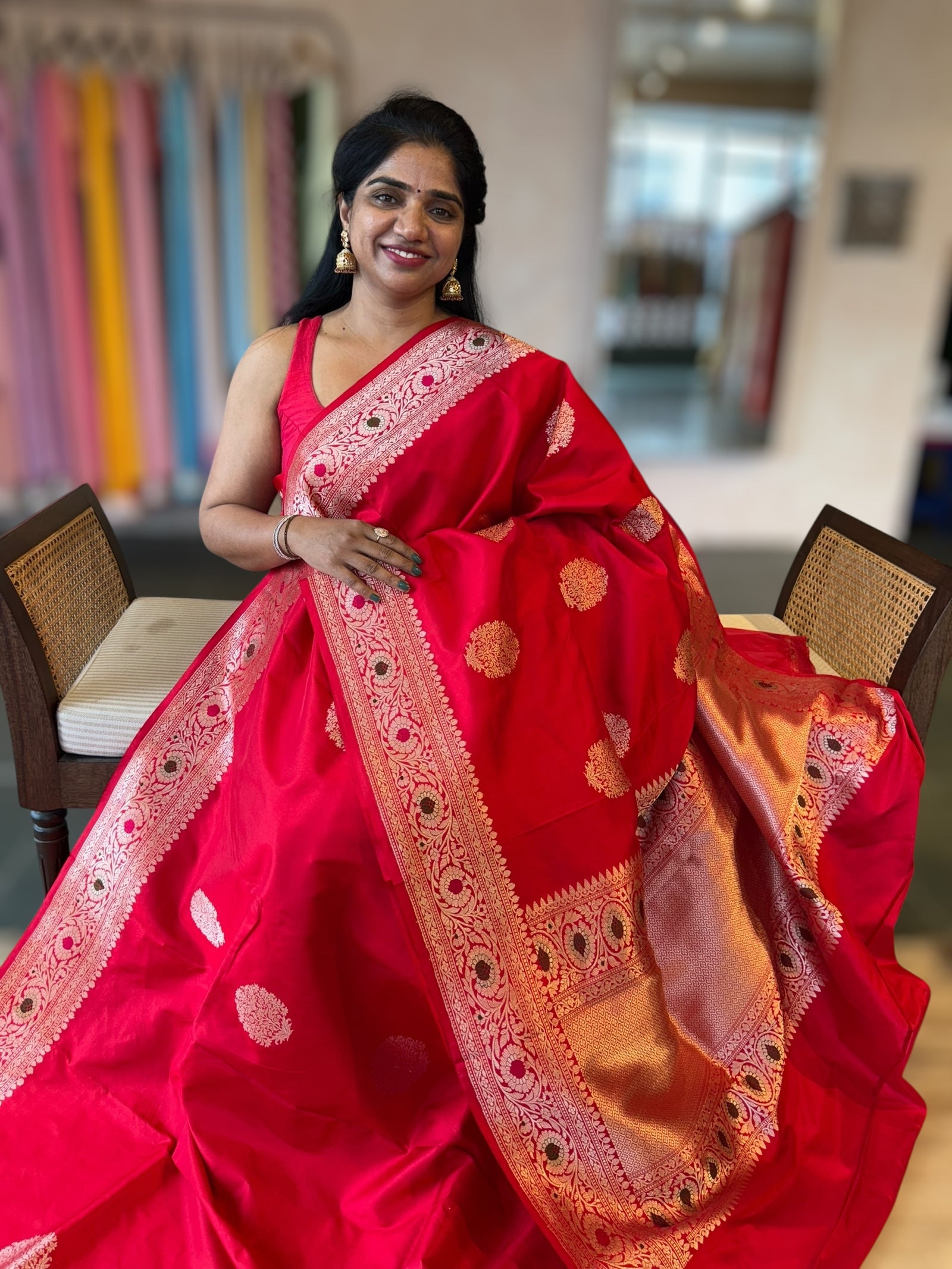 Red Pure Handloom Raw Mango Silk Saree With Kaduwa Weaving Meenakari Borders