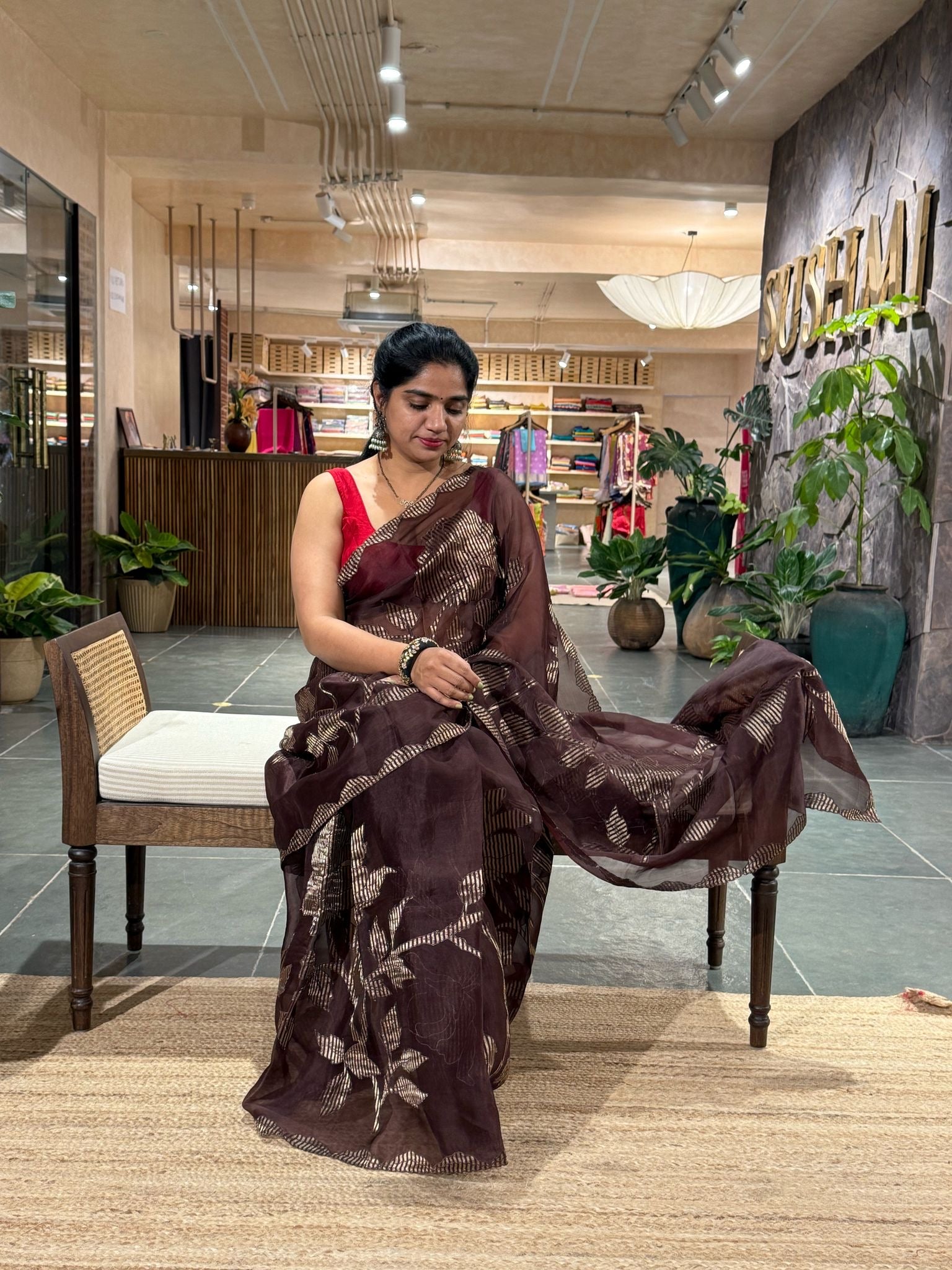 Pure Organza Silk Saree with Kora Tissue stripes