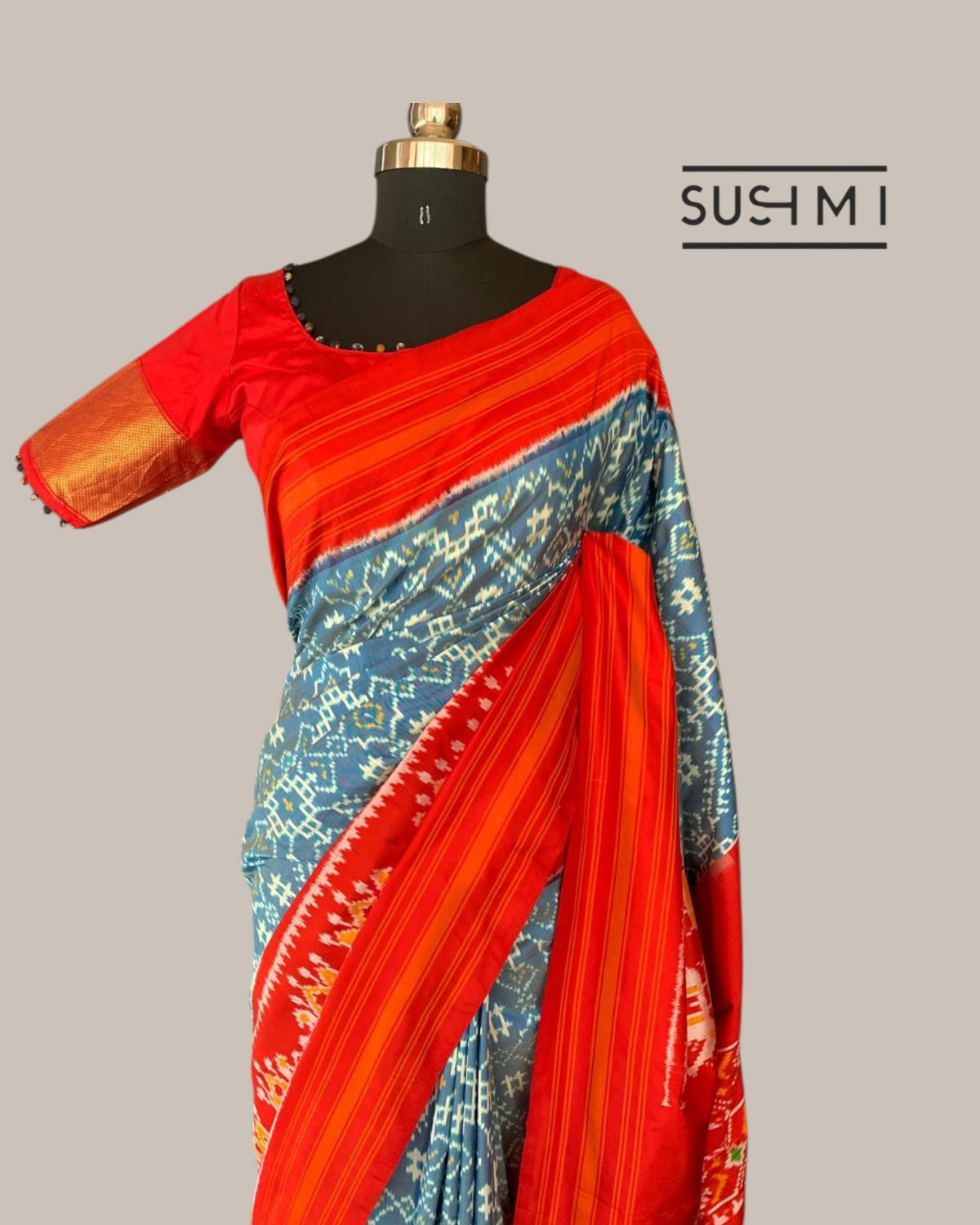 Pure Handloom Twill Ikkath Patola Saree