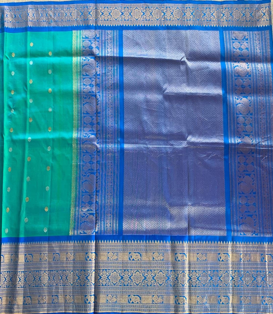 SGSA201 Teal Blue and Royal Blue Combo Combo Gadwal Handloom Pure Silk Saree