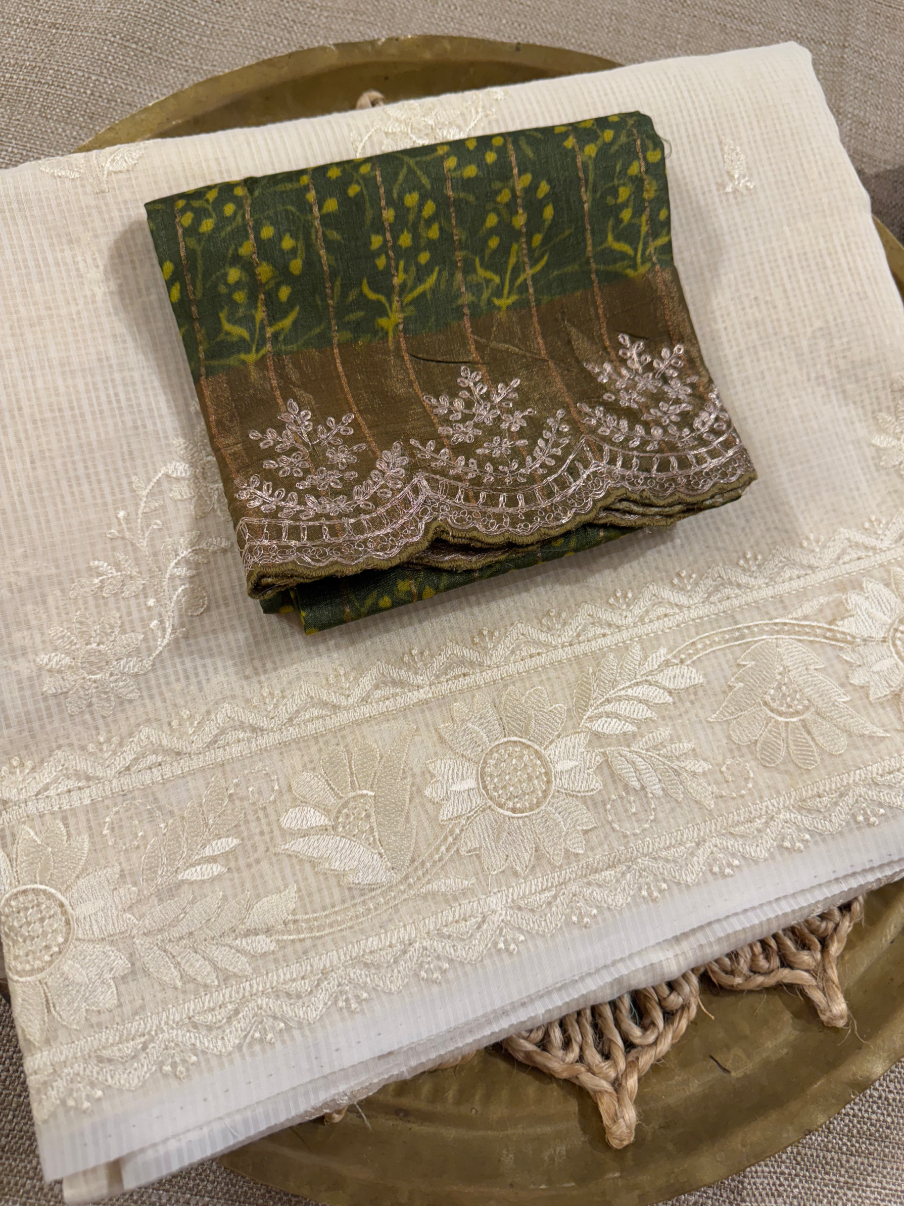 KCCA1919 : Kota Cotton Chikankari Embroidered Saree paired with Fusion Blouses