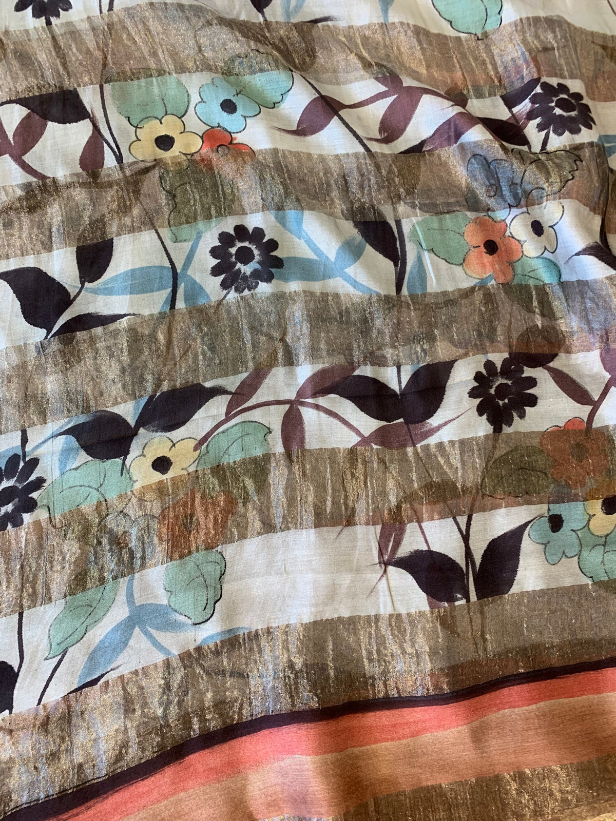 Pure Handloom Banarasi Munga Tissue  Saree with handpainting