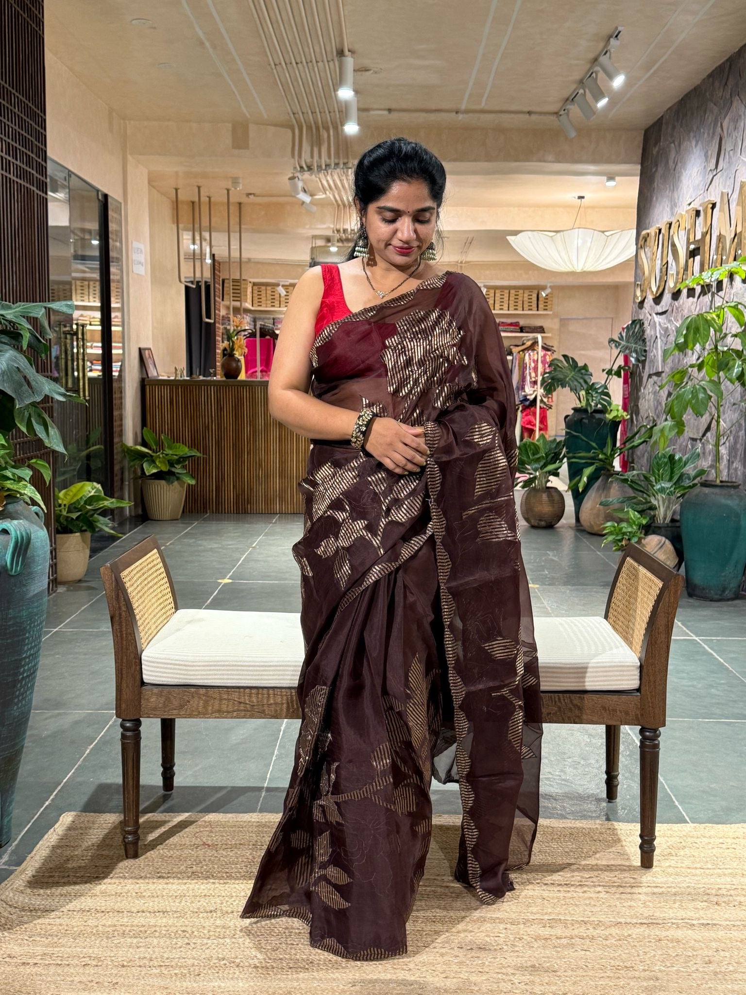 Pure Organza Silk Saree with Kora Tissue stripes