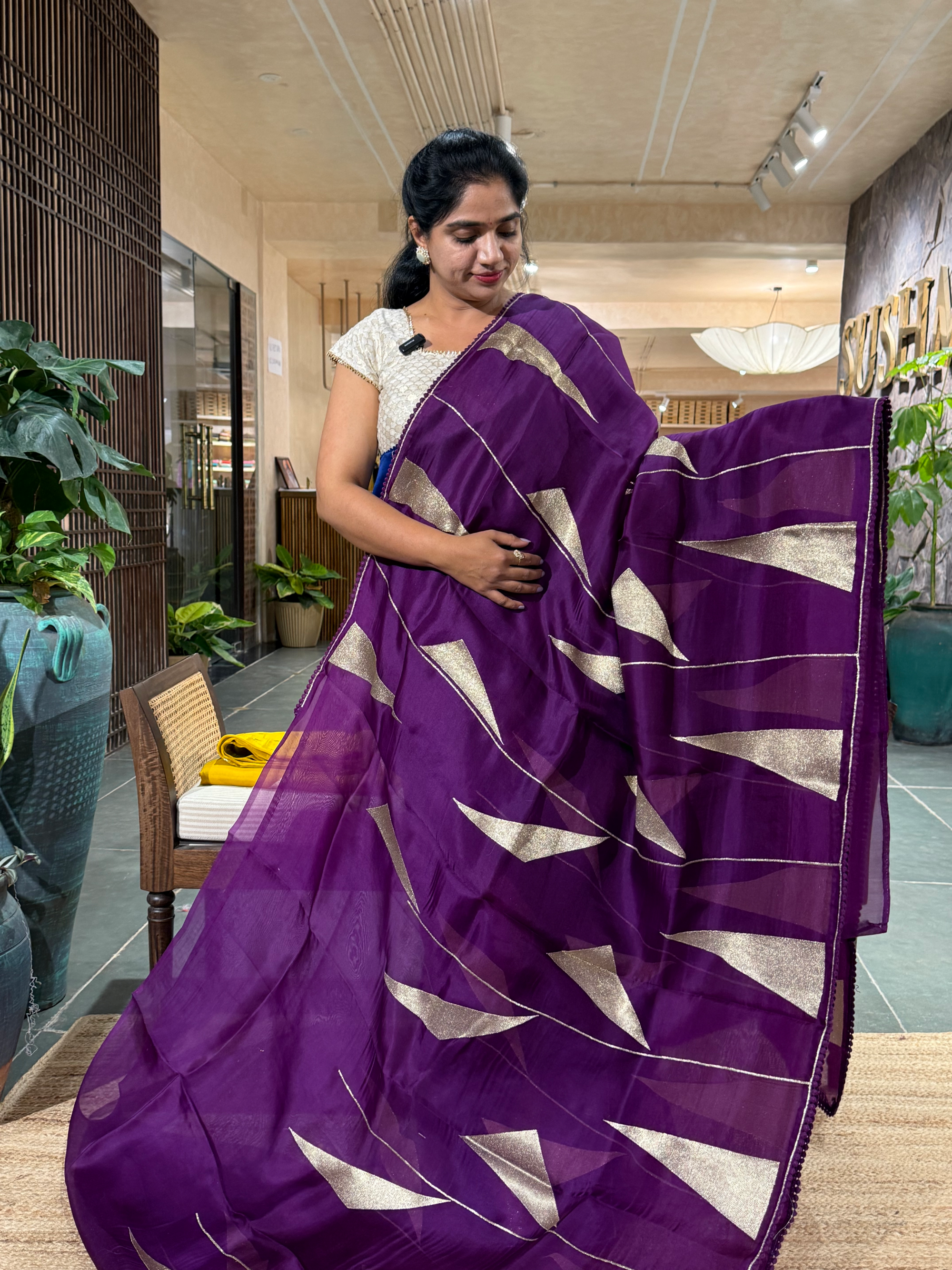 SOCA102  Pure Organza Silk Saree in contemporary style