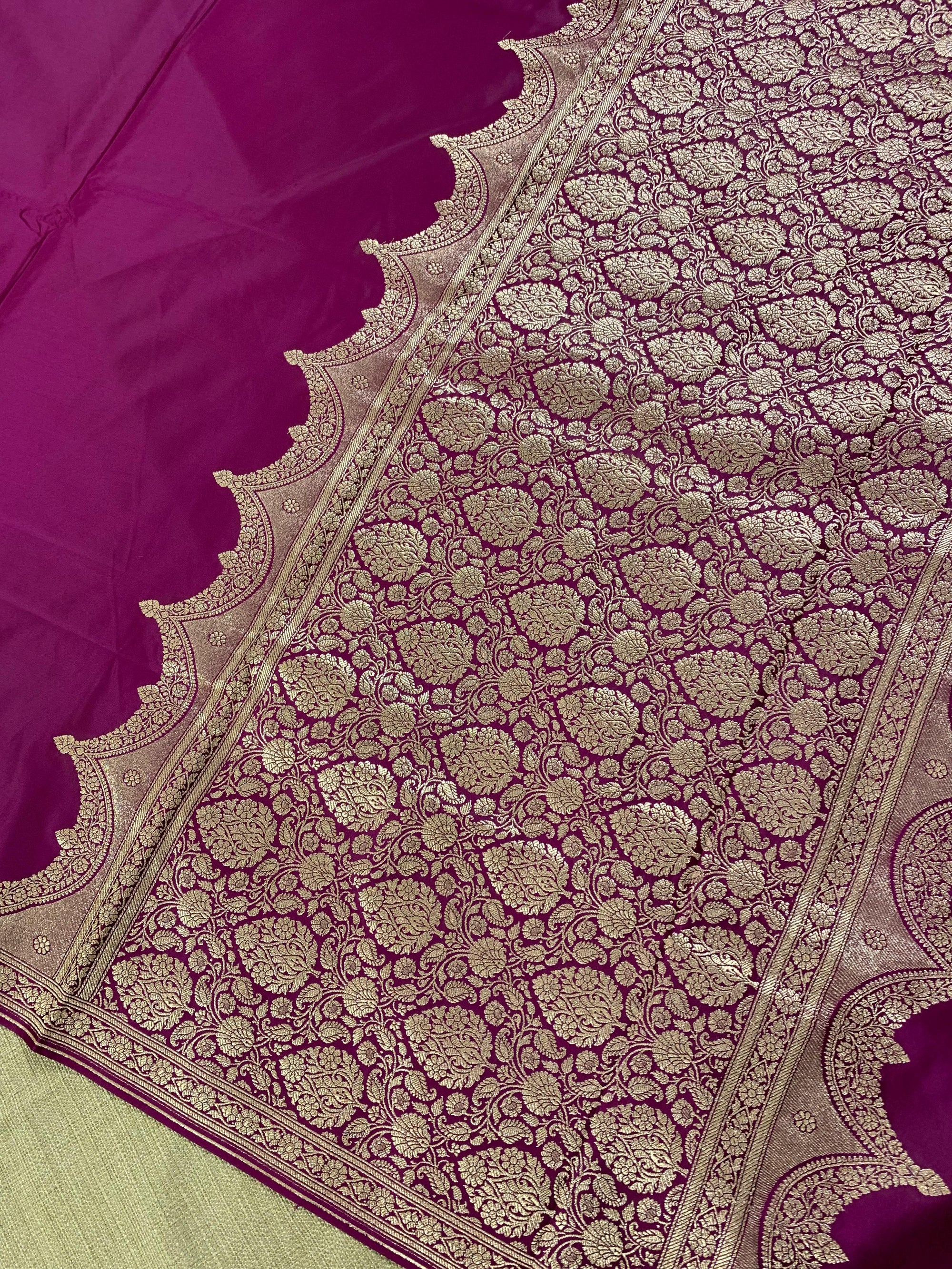 SMSSA216  Wine Mashru Silk Saree With Scallop Border