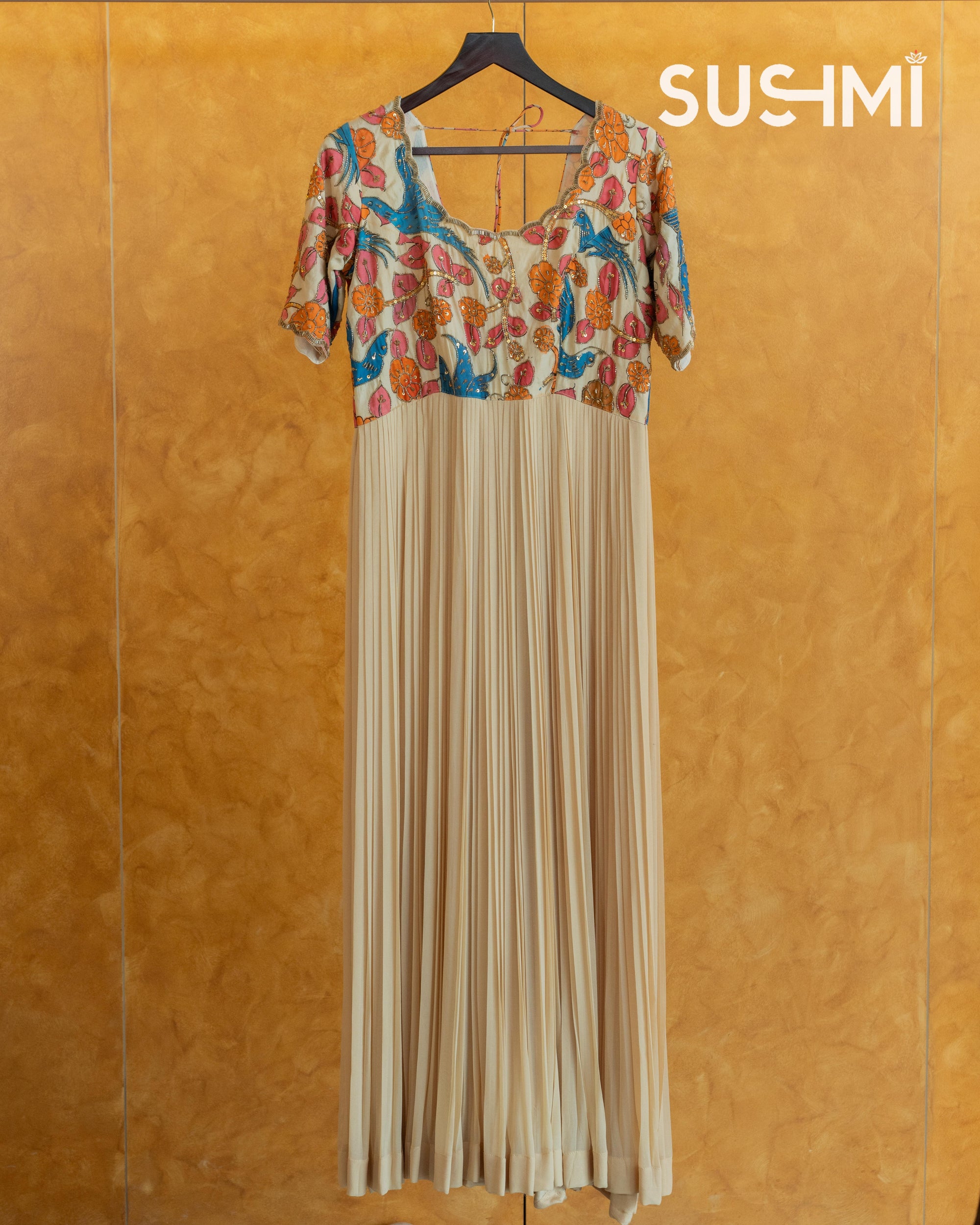 Gorgette kalamkari long frock
