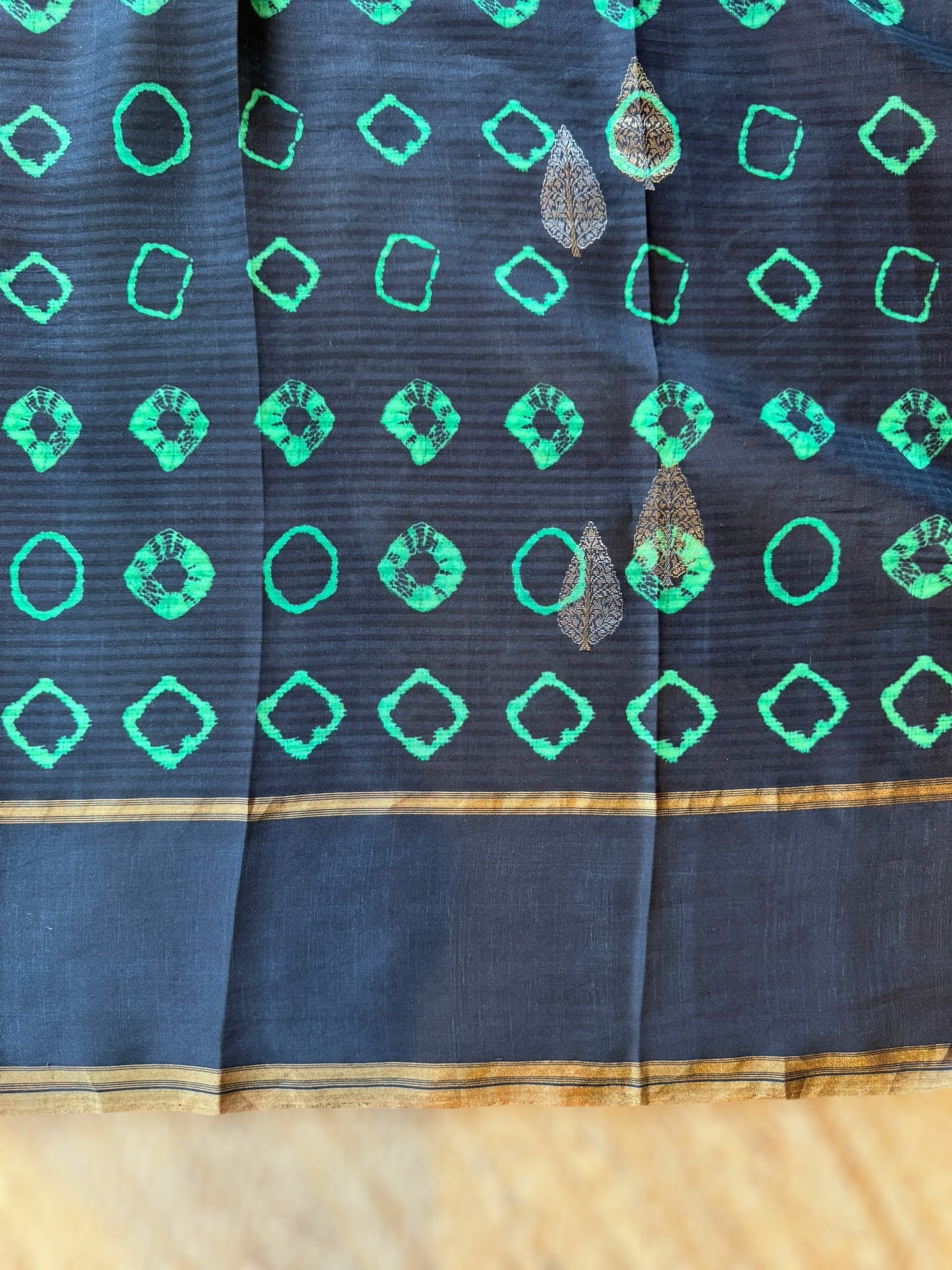 Black Kanchi Soft Silk Saree with Bandhini Print