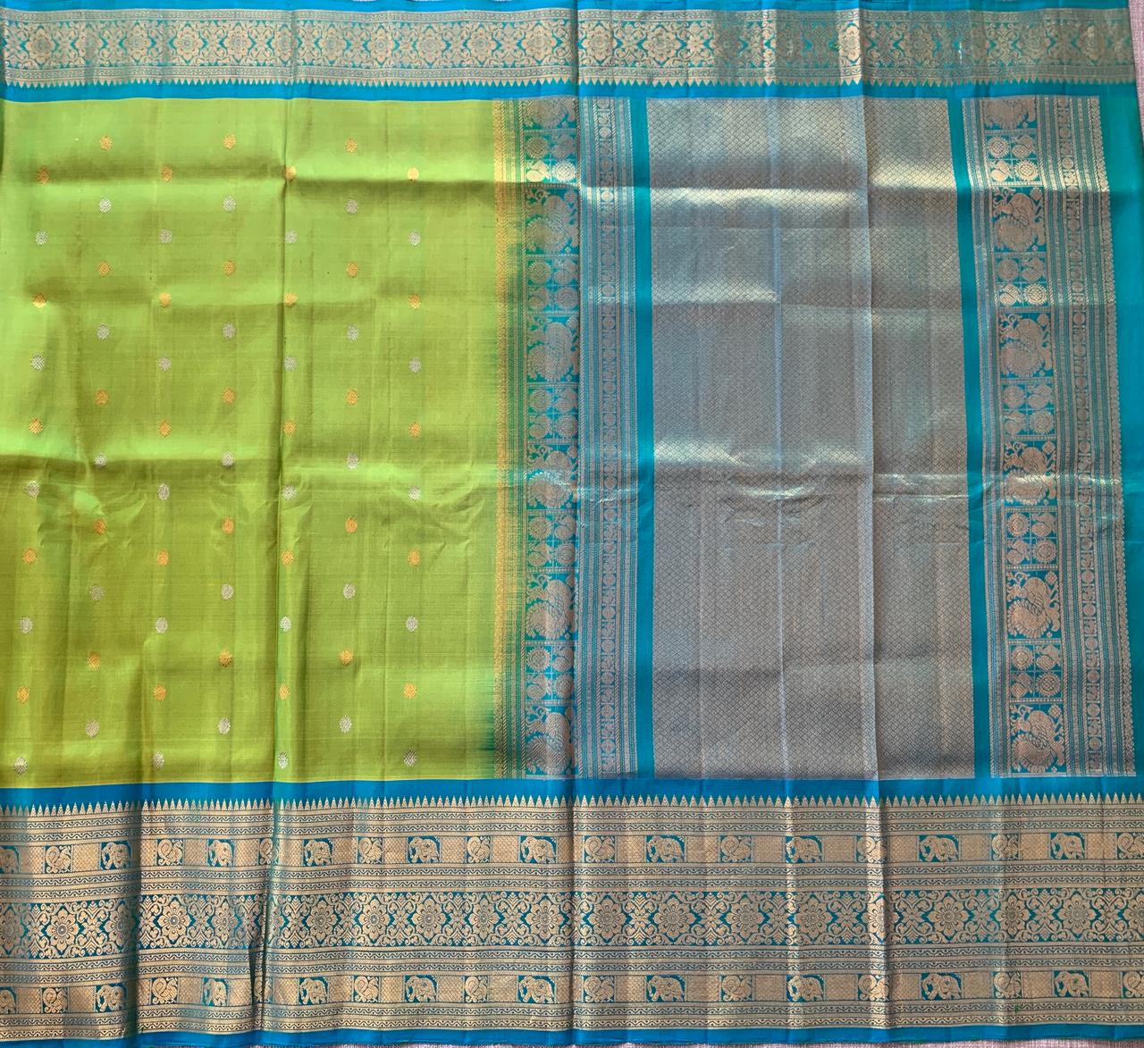 SGSA204 Peacock Blue and Royal Blue Combo Combo Gadwal Handloom Pure Silk Saree