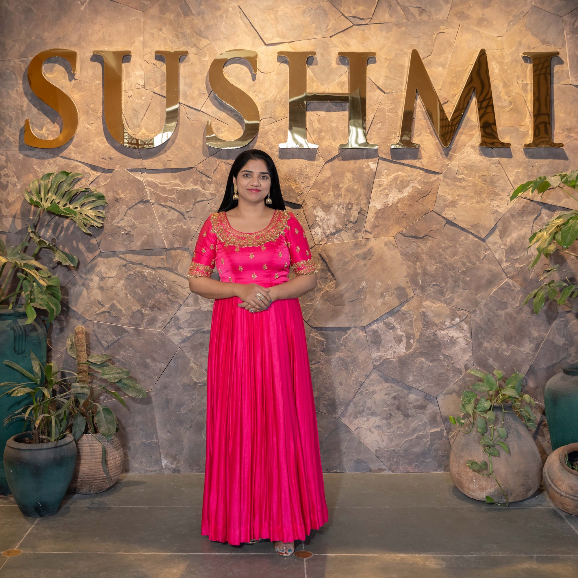 Traditional Long frock with heavy handwork yoke