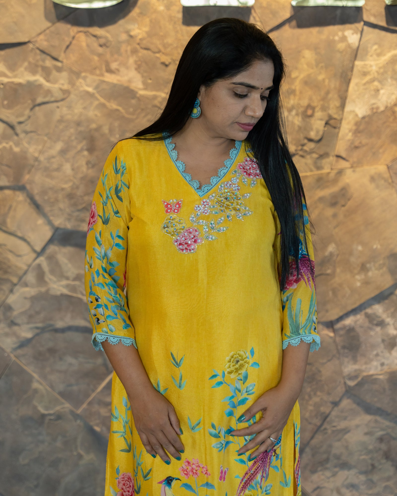 Chinnon printed Coordset with handwork