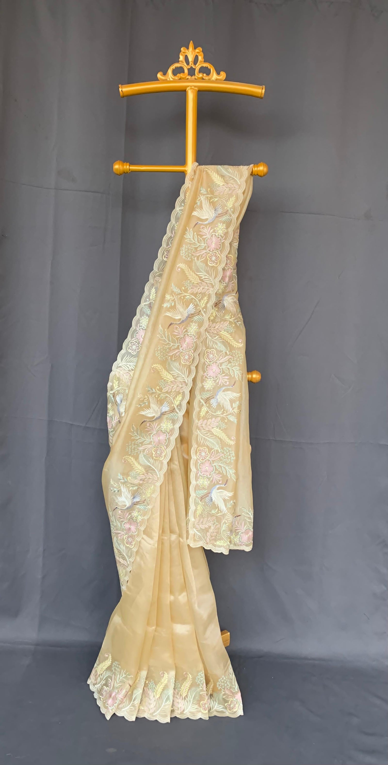 Pastel Yellow Pure Tissue with stunning embroidery