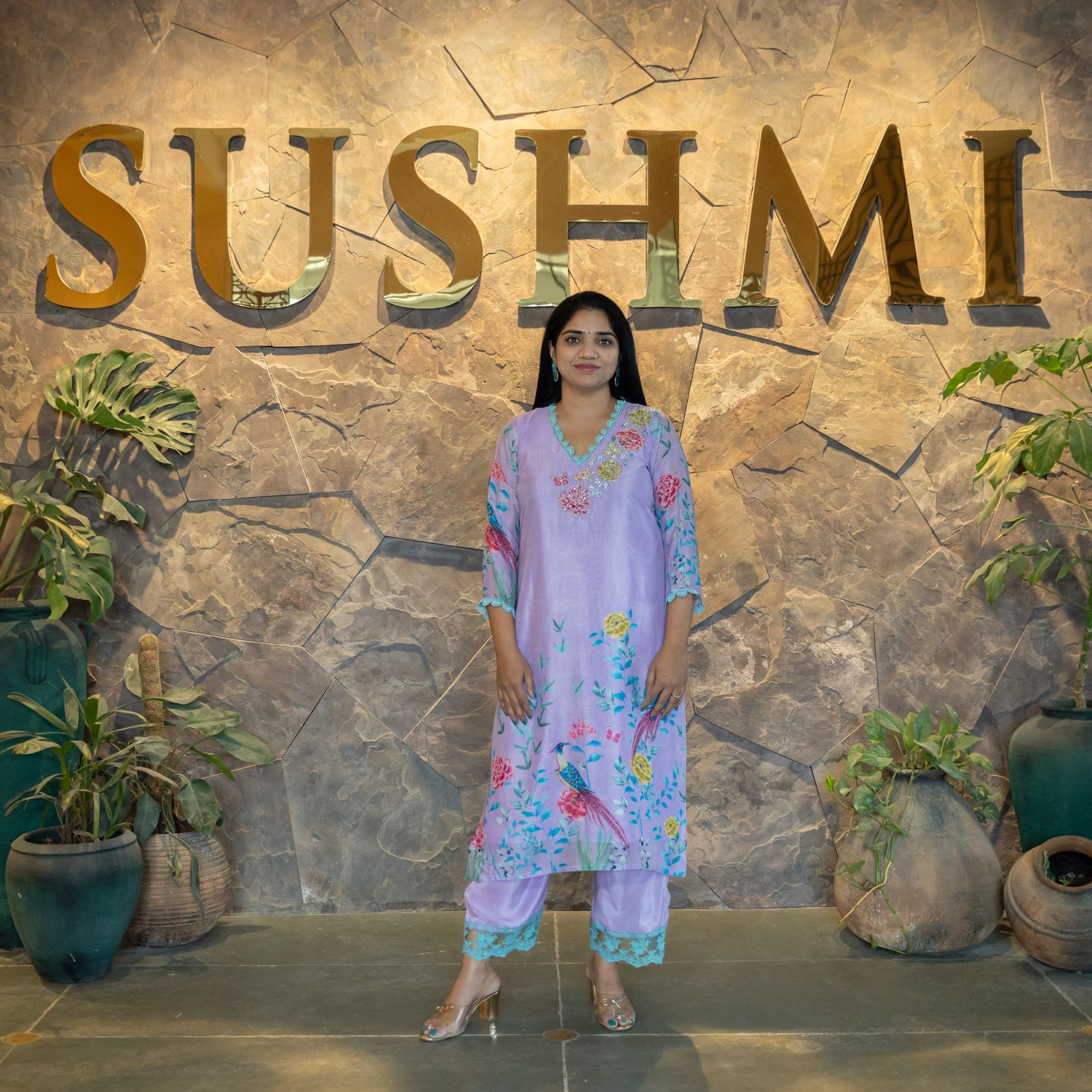 Chinnon printed Coordset with handwork