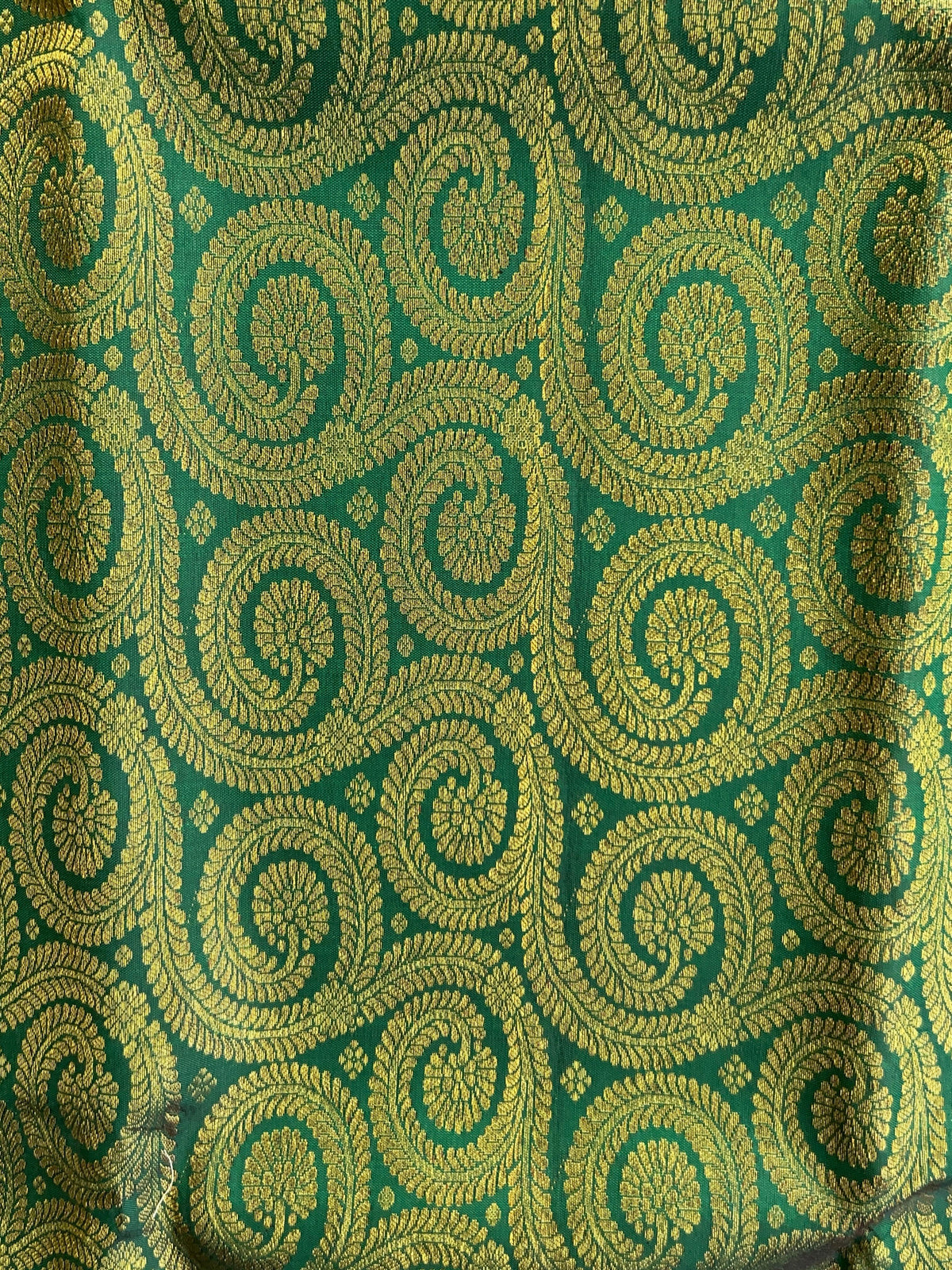 Pure Kanchi Pattu Brocade Saree - Green & Reddish Orange