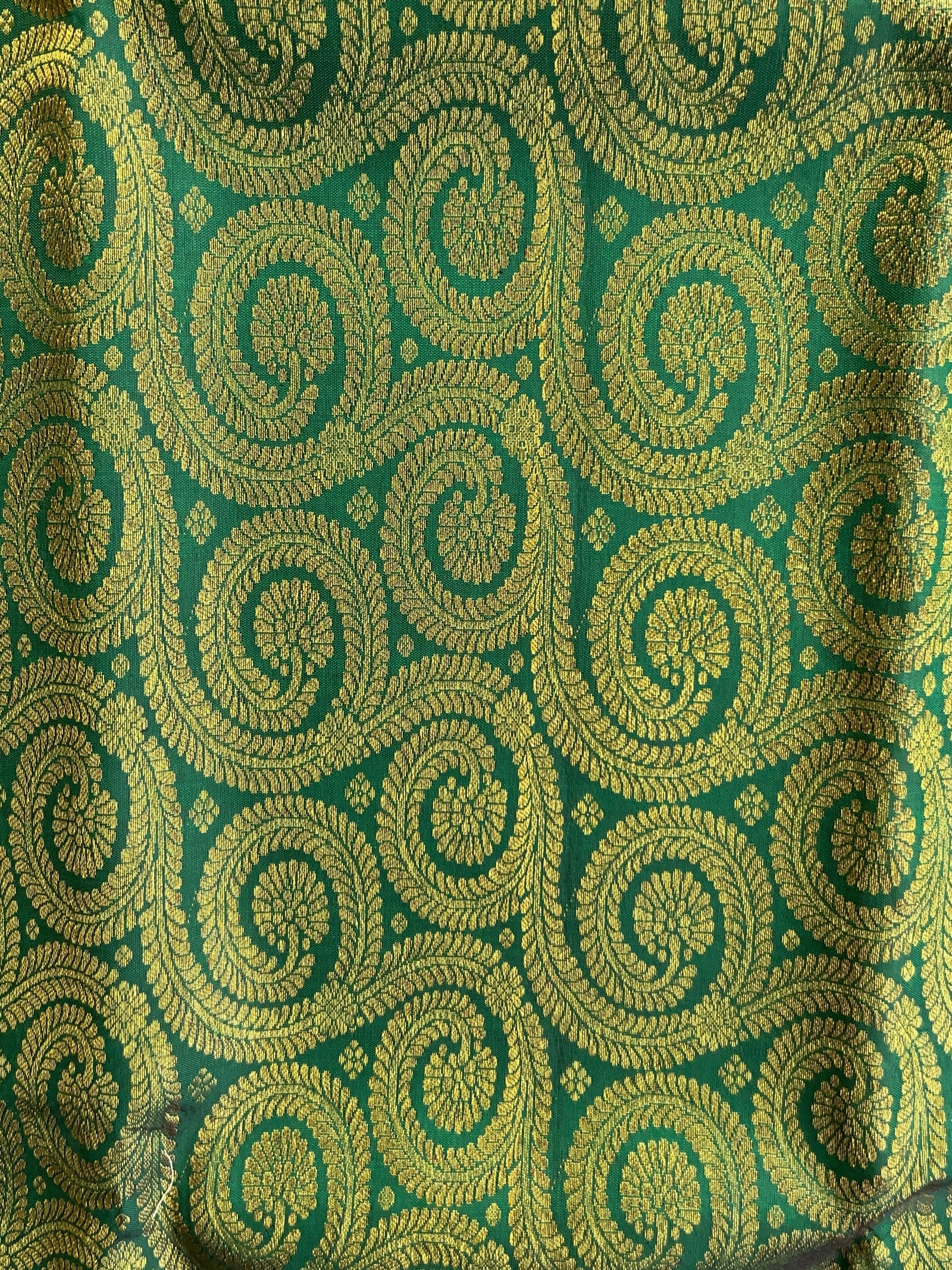 Pure Kanchi Pattu Brocade Saree - Green & Reddish Orange