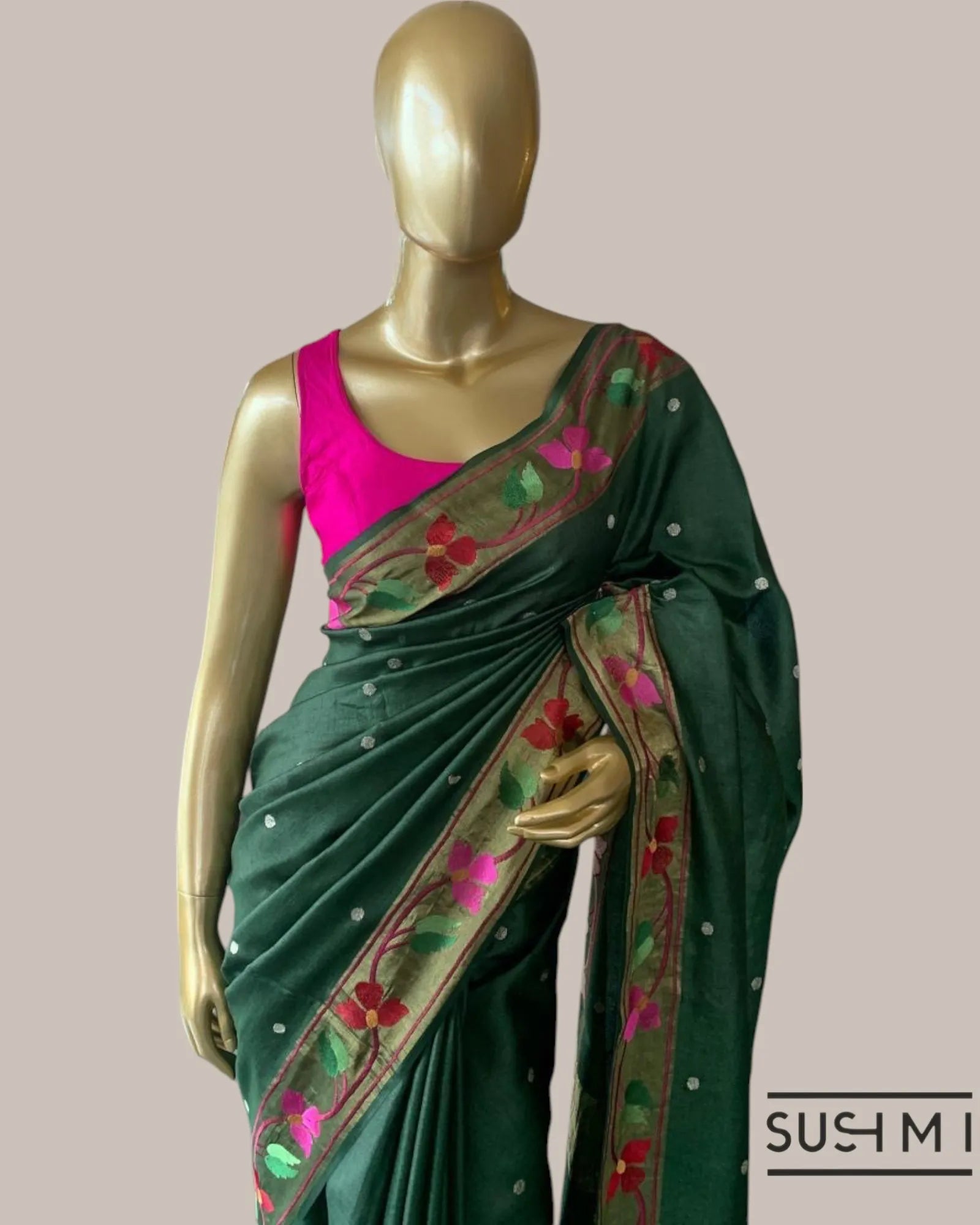 Green tussar silk