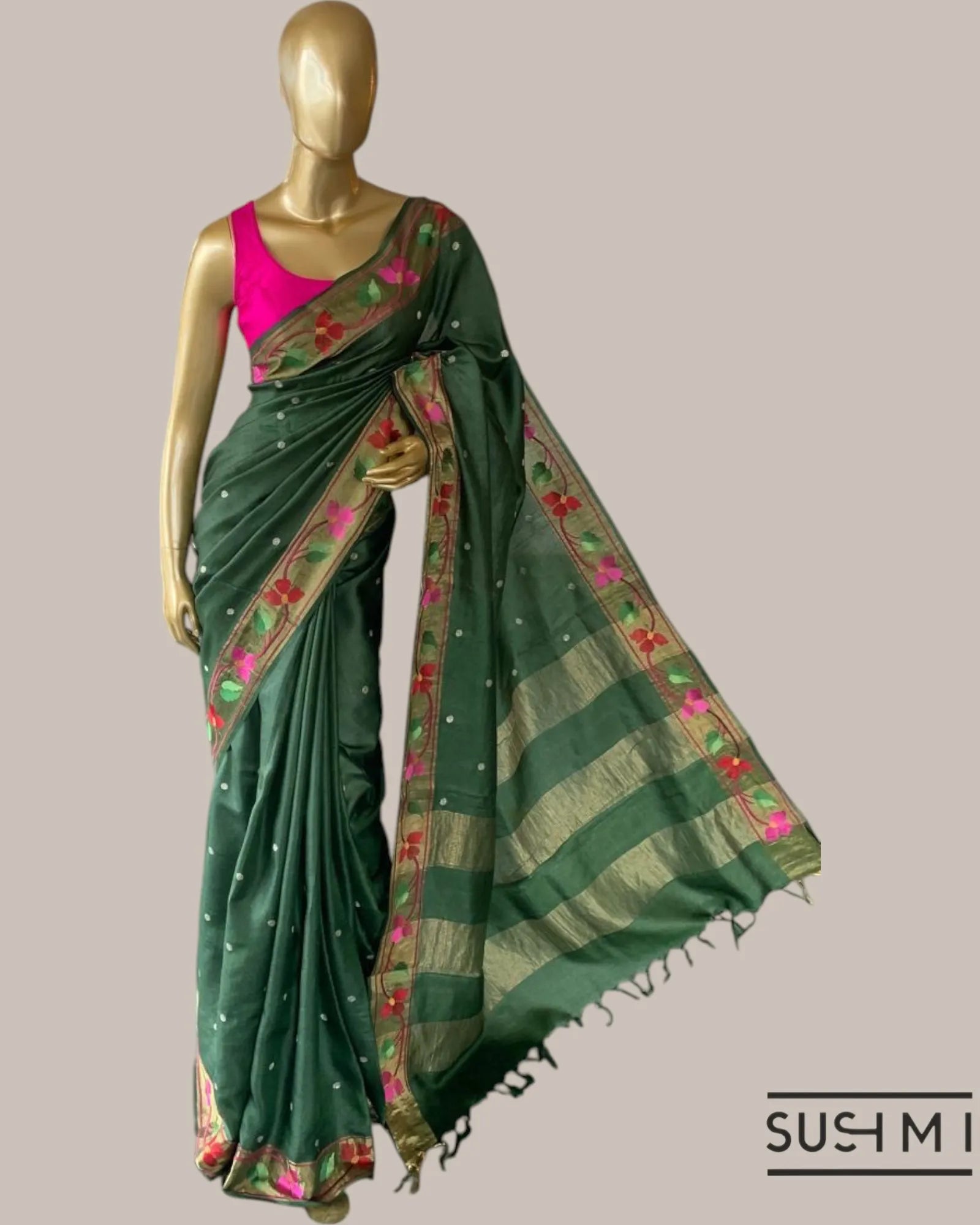 Green tussar silk