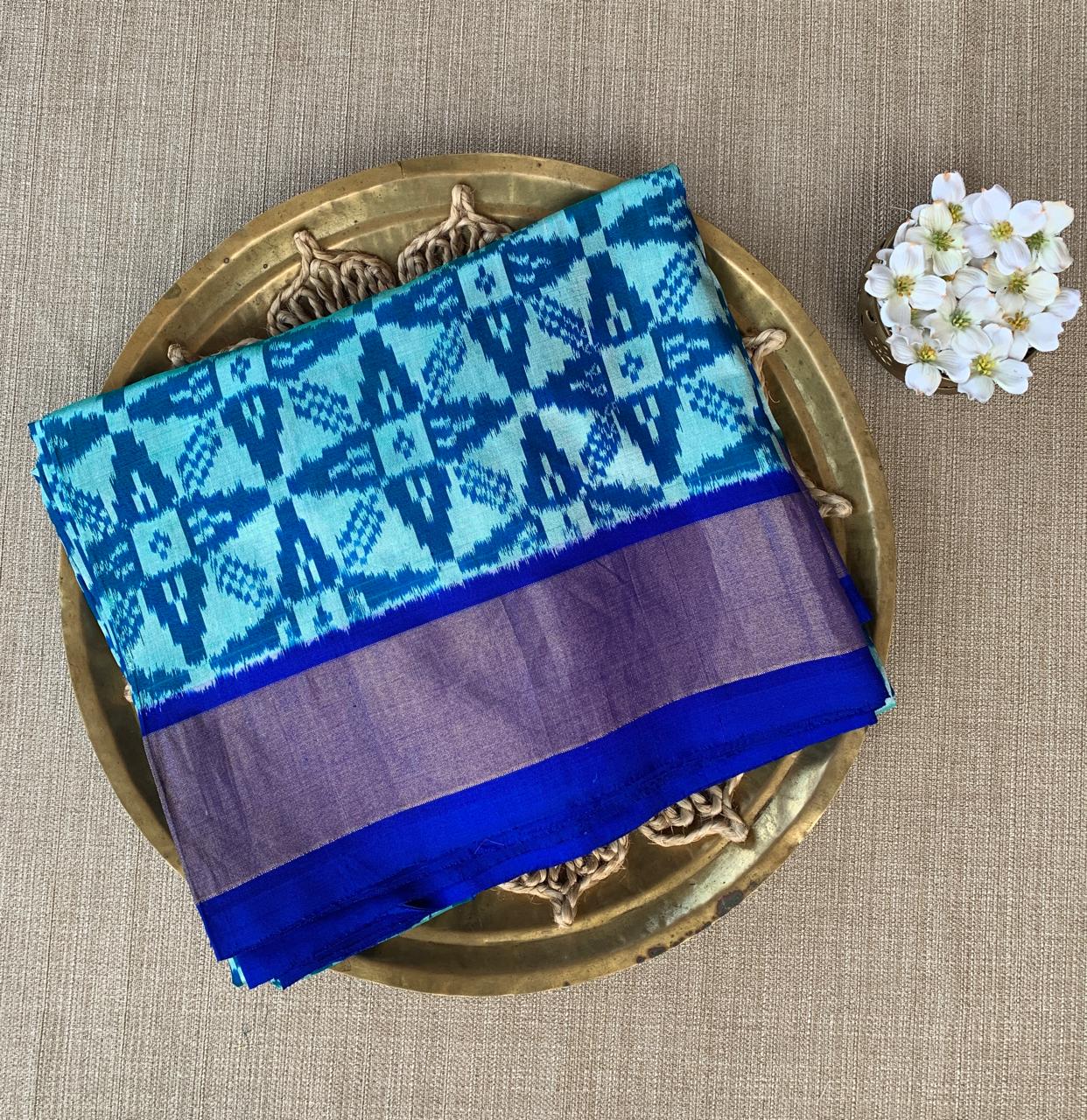Pure Handloom Twill Ikkath Patola Saree With Handwork Blouse