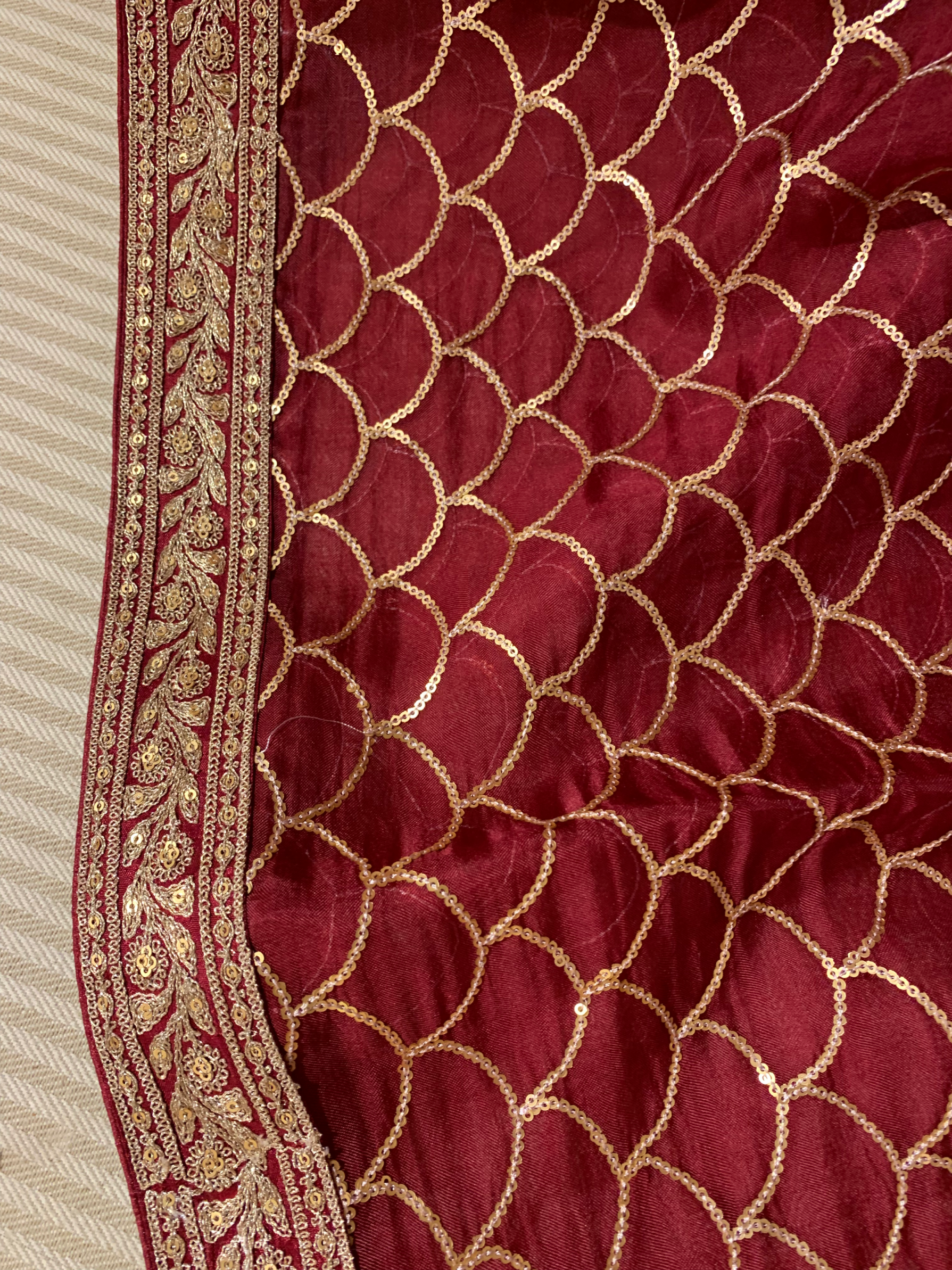 Burgundy Color Pure Organza allover Sequnce Saree in Sabhyasachi Style