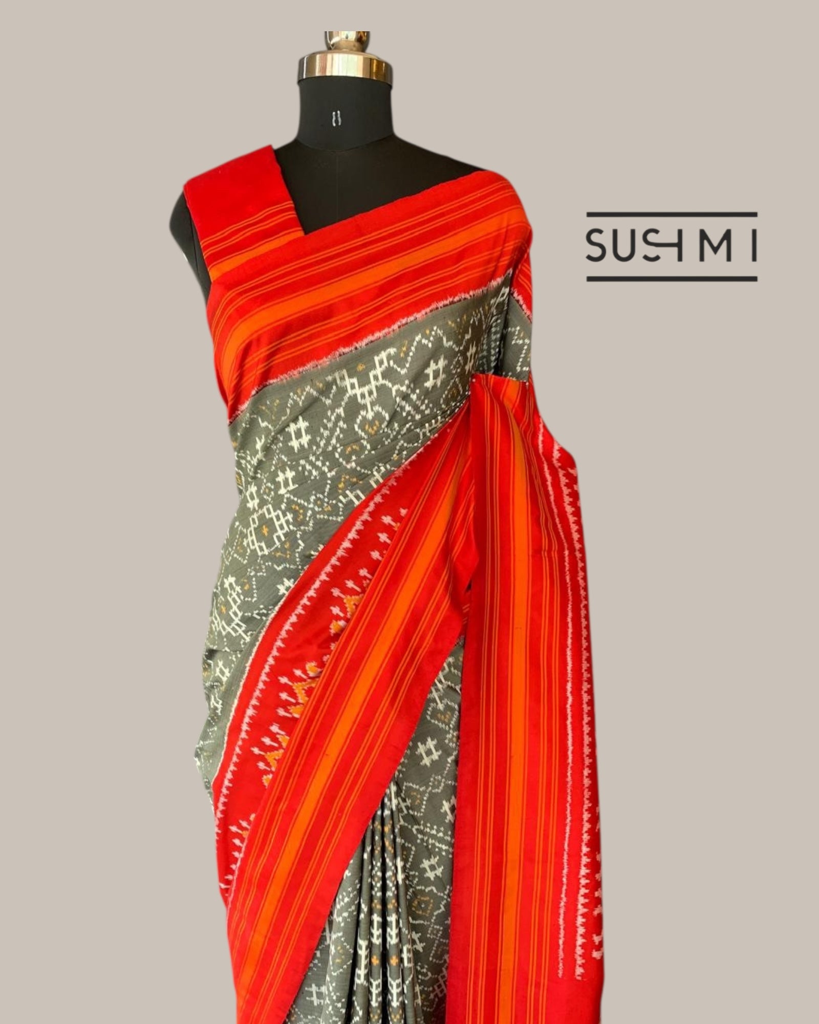 Pure Handloom Twill Ikkath Patola Saree