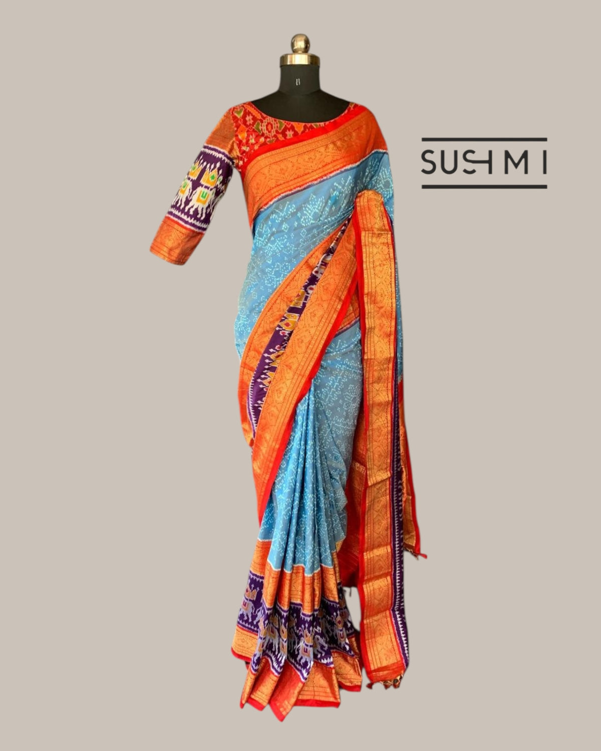 Pure Handloom Twill Ikkath Kanchi Saree