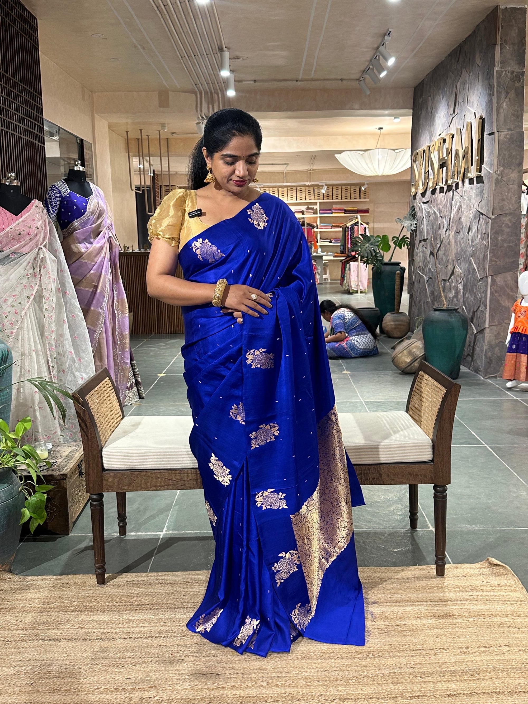 Royal/Electric Blue Pure Banarasi Handloom Mashru Silk Saree  with kaduwa weavin