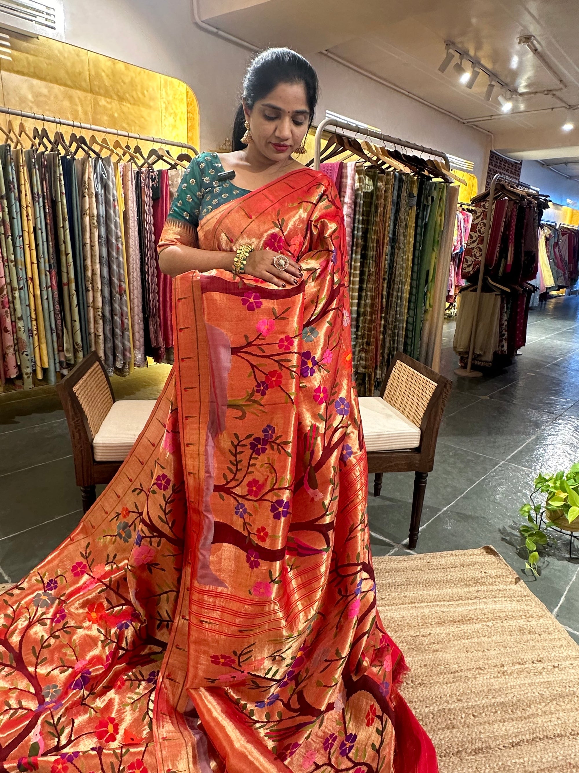 Red Tissue Allover Pure Handloom Paithani Saree
