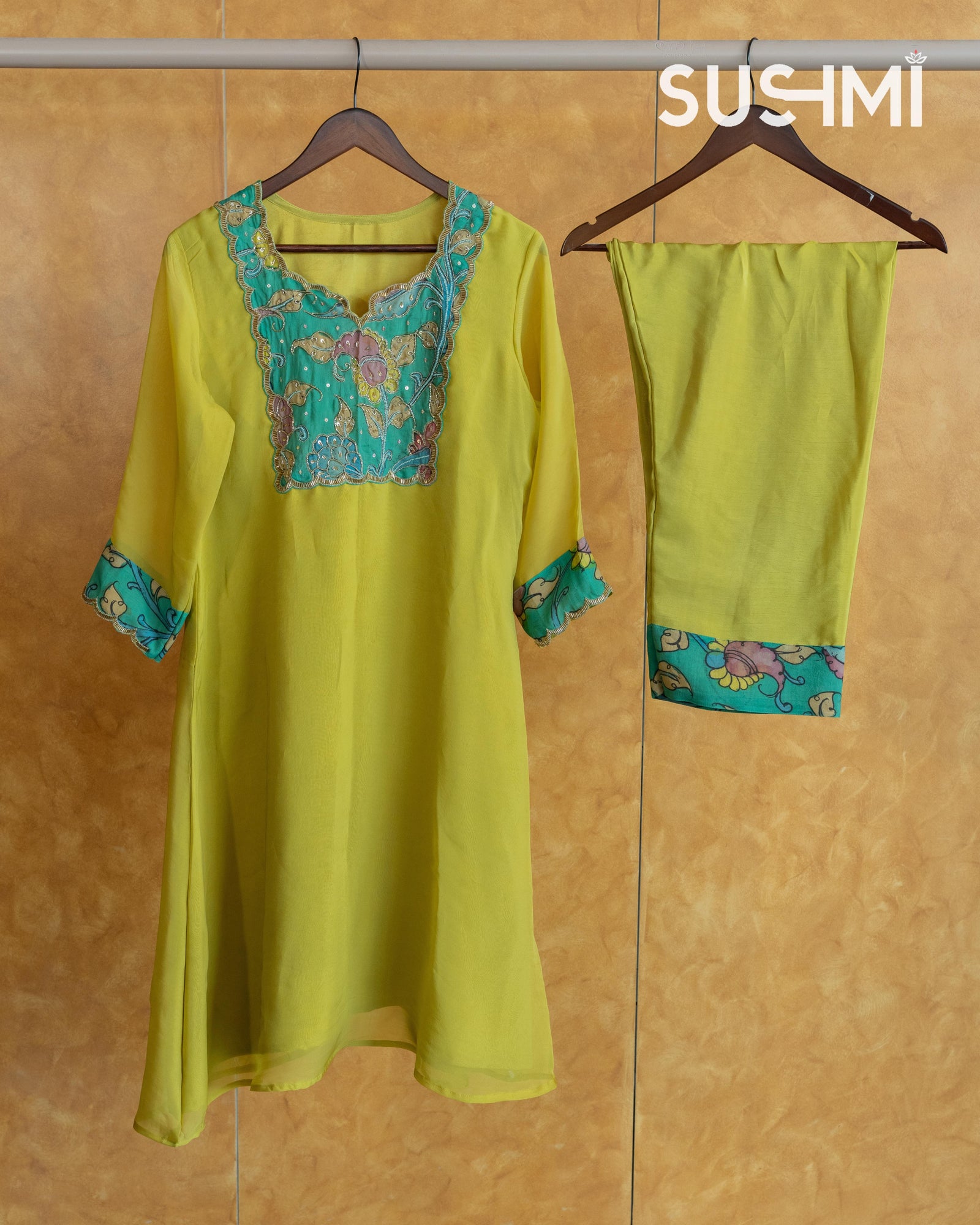 Organza and Pen Kalamkari Fusion Coordset