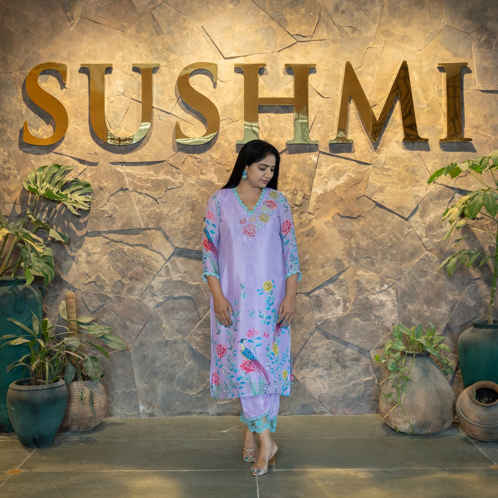 Chinnon printed Coordset with handwork