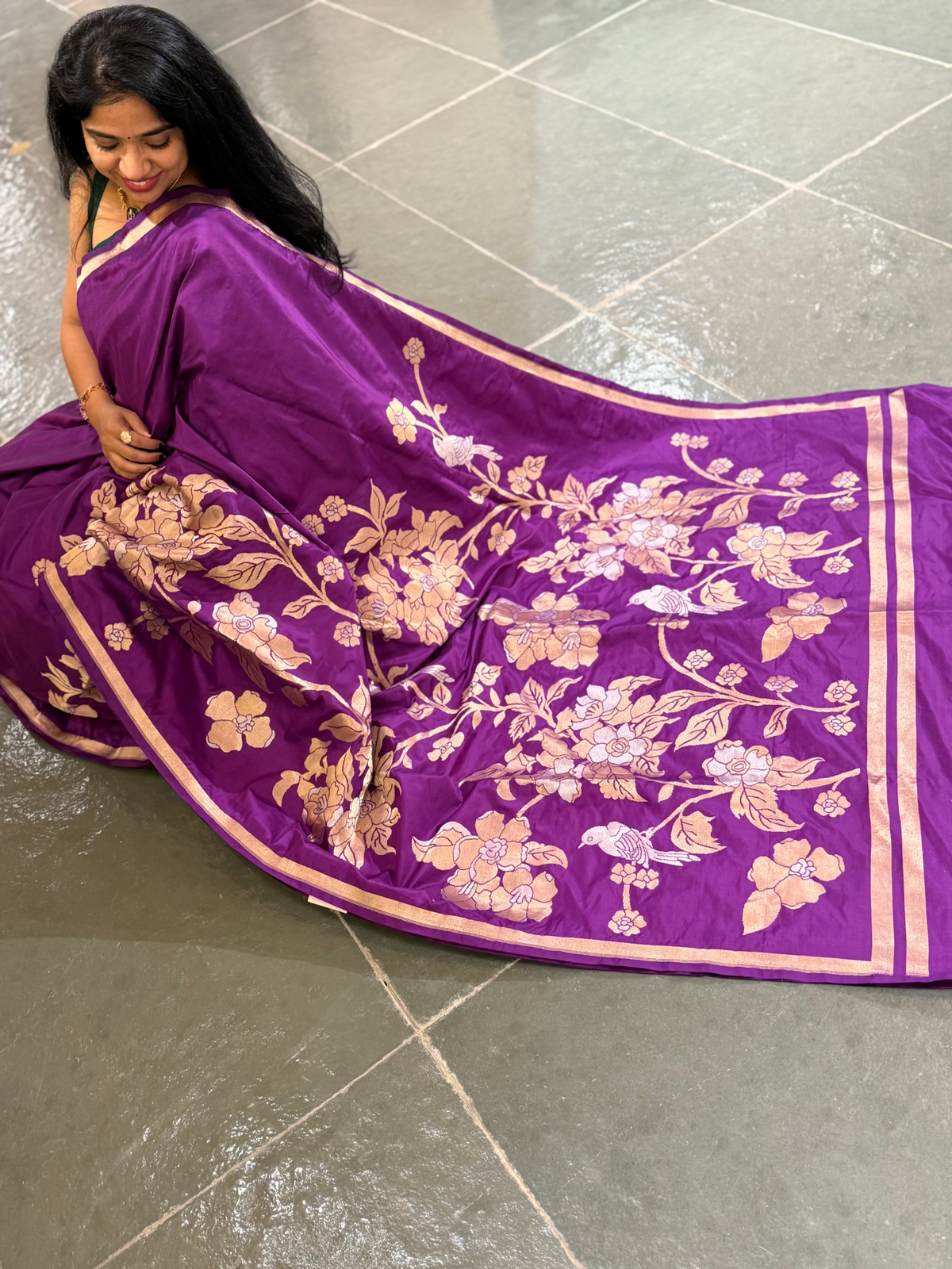 Majenta Designer Banarasi Silk Saree