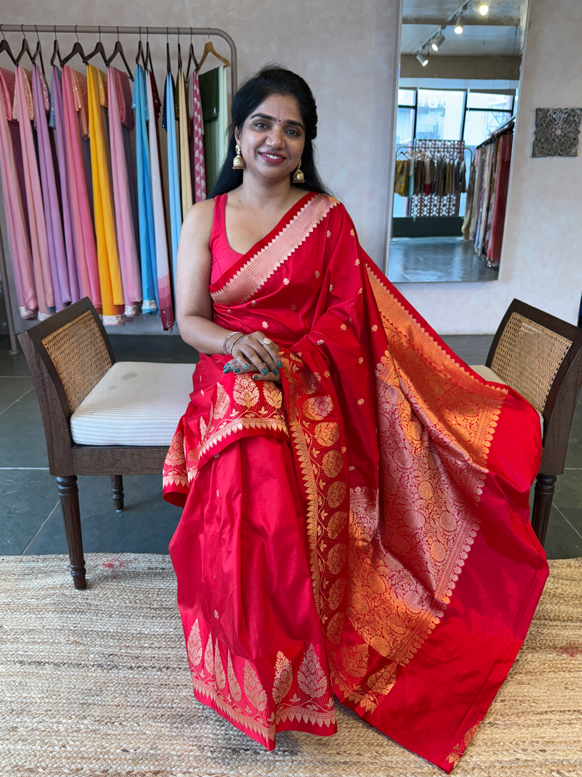 Red Pure Handloom Poona Silk Saree With Kaduwa Weaving Open Borders