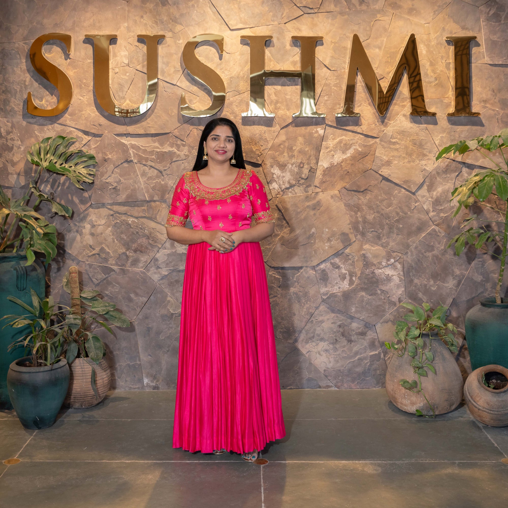 Traditional Long frock with heavy handwork yoke
