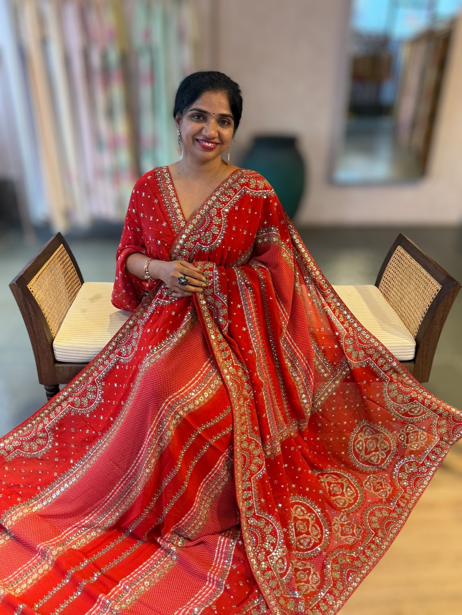 Red Kareena Kapoor Inspired Gorgette Saree