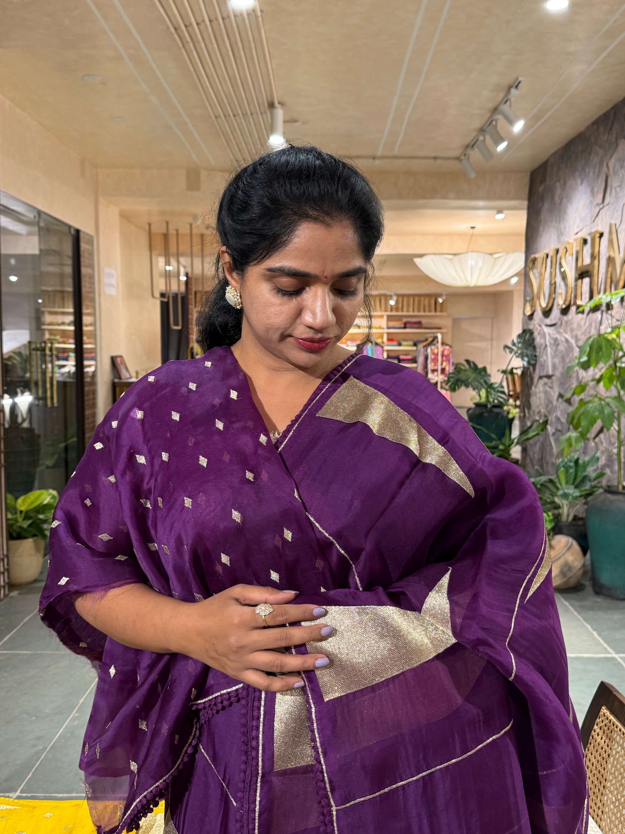 SOCA102  Pure Organza Silk Saree in contemporary style