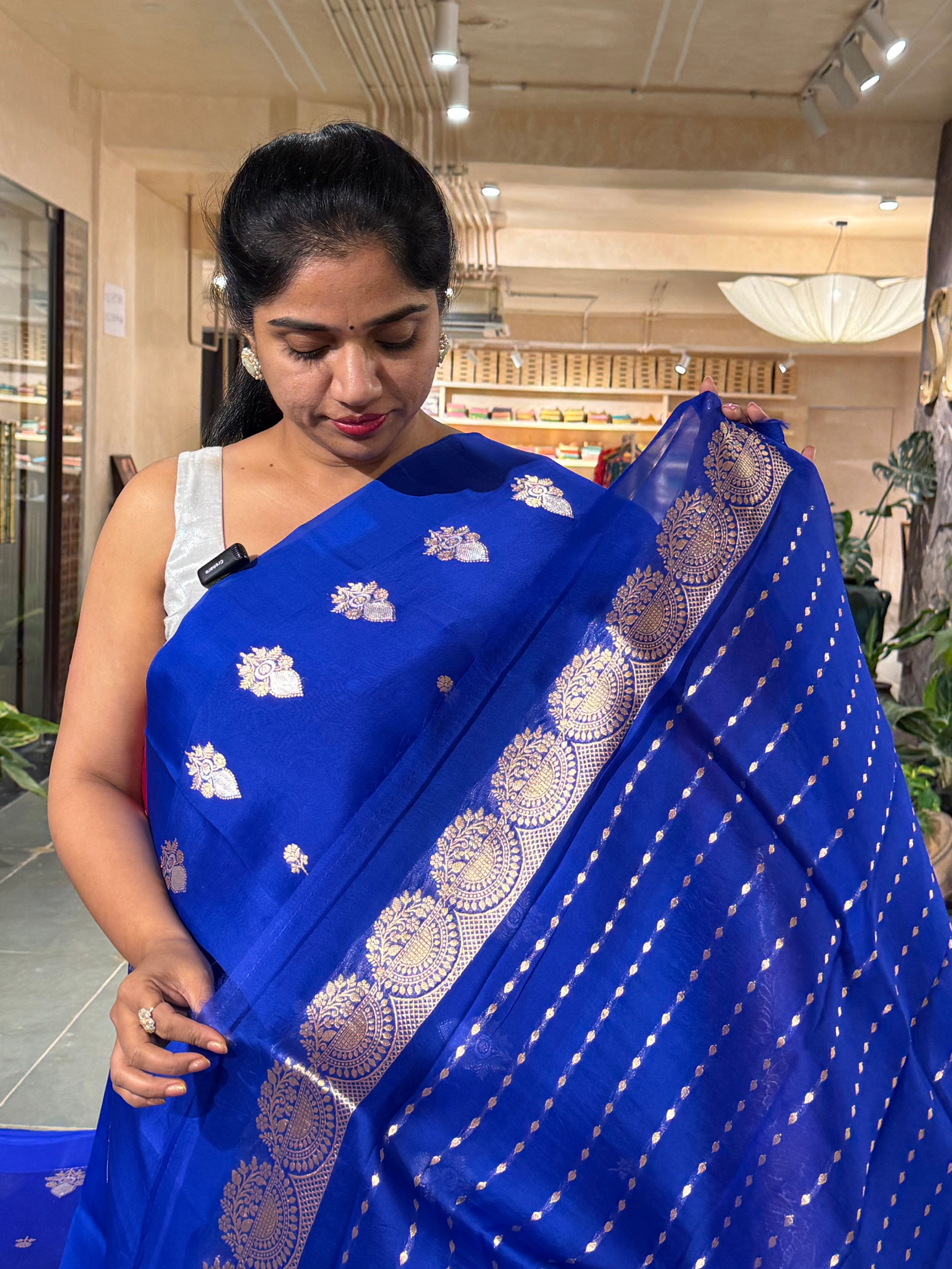 Royal Blue Kora Banarasi Handloom Silk Saree with Sona Rupa Kaduwa Weaving