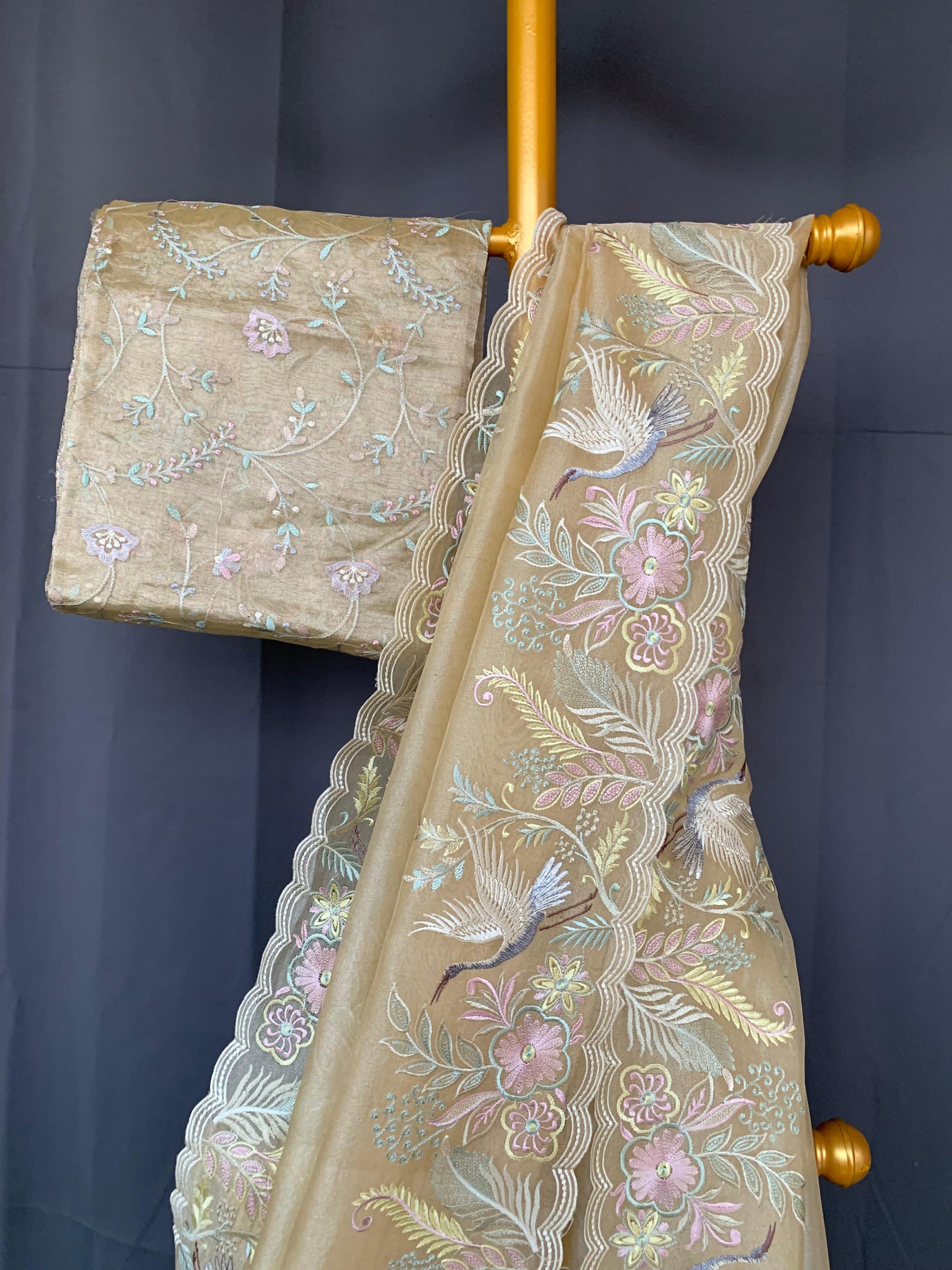Pastel Yellow Pure Tissue with stunning embroidery