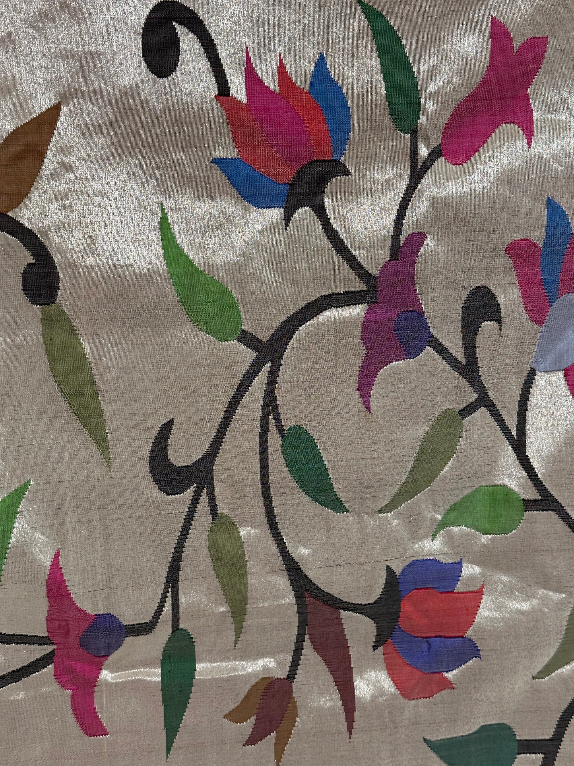 Silver Tissue Allover Paithani Saree